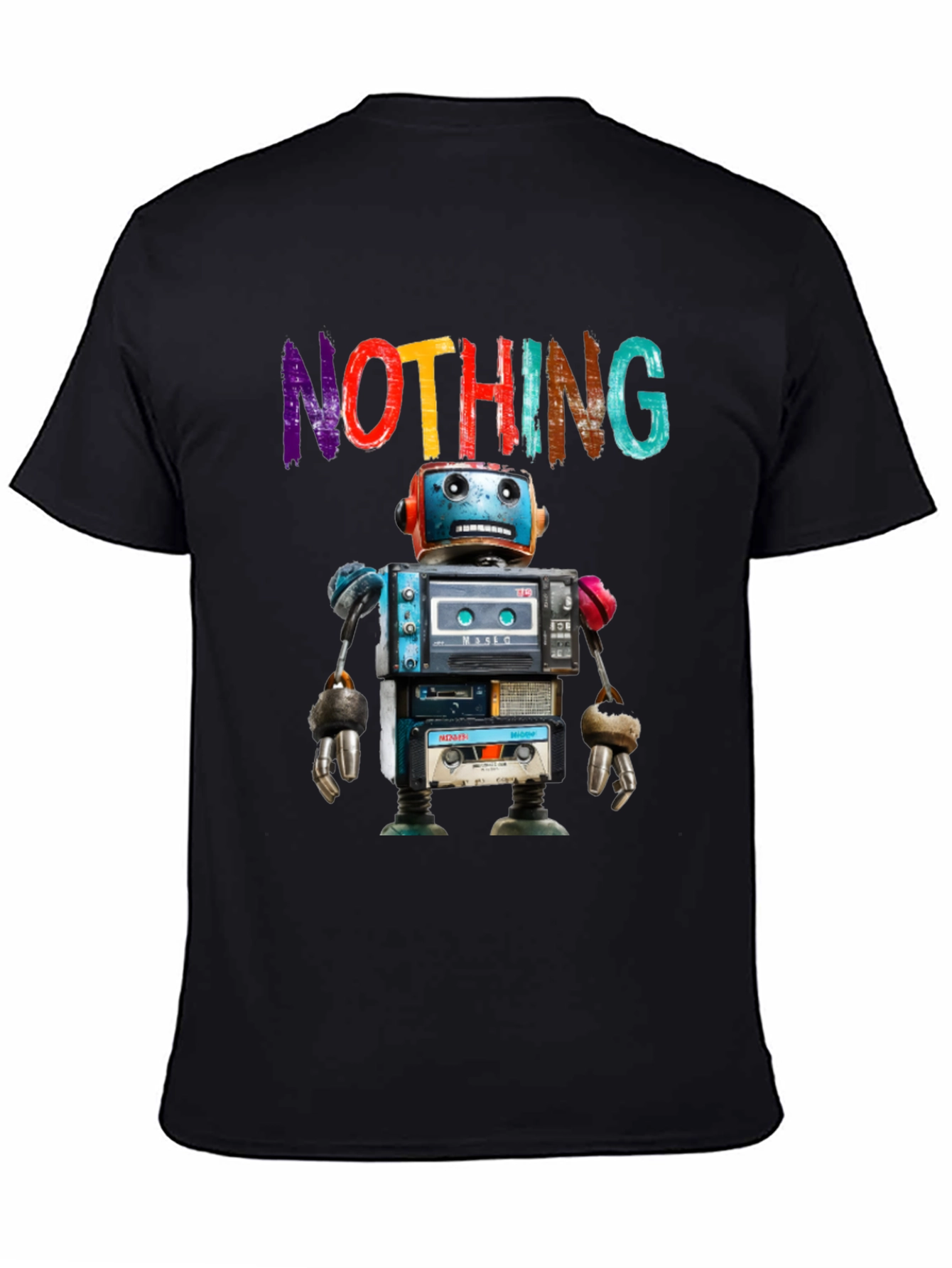 Nothing Cassette Tape Robot Graphic T-Shirt