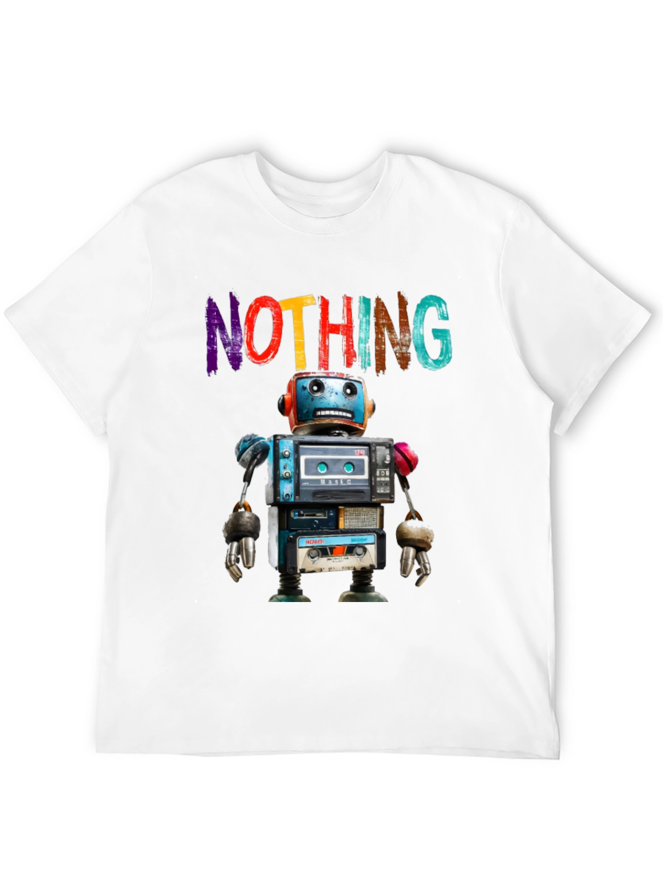 Nothing Cassette Tape Robot Graphic T-Shirt