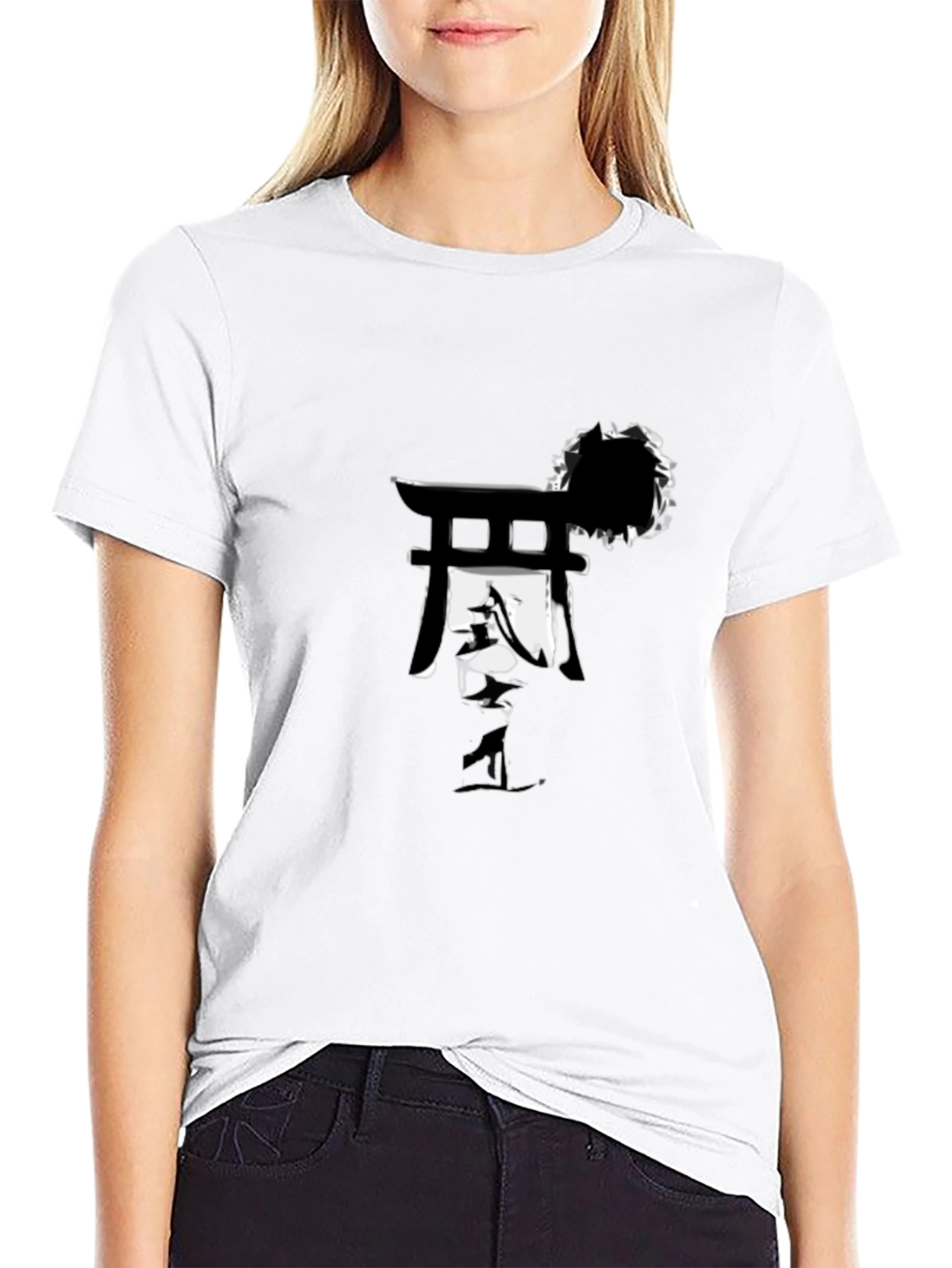 Modern Graphic Tee - Japanese Gate & Sun Design