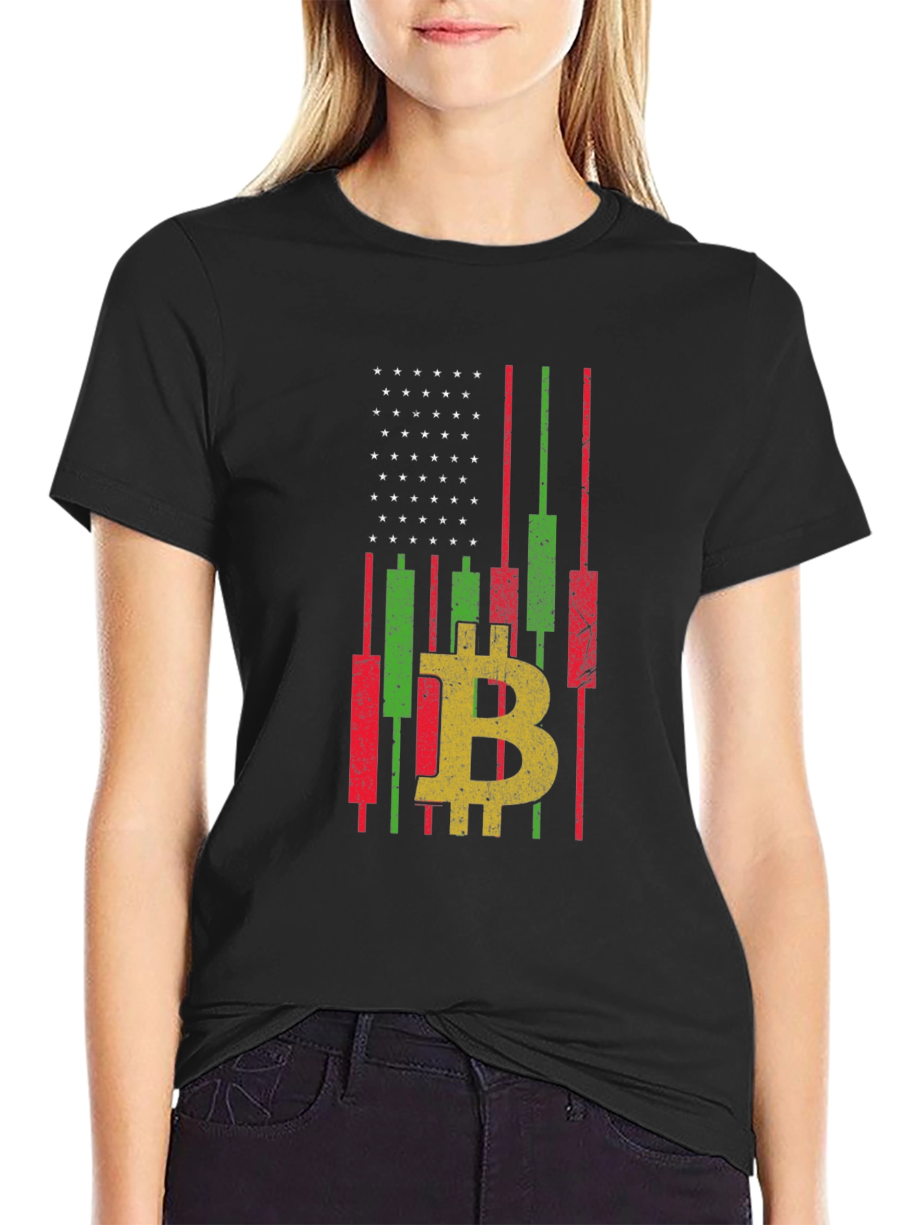 Bitcoin American Flag Graphic T-Shirt