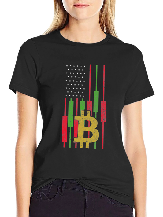Bitcoin American Flag Graphic T-Shirt