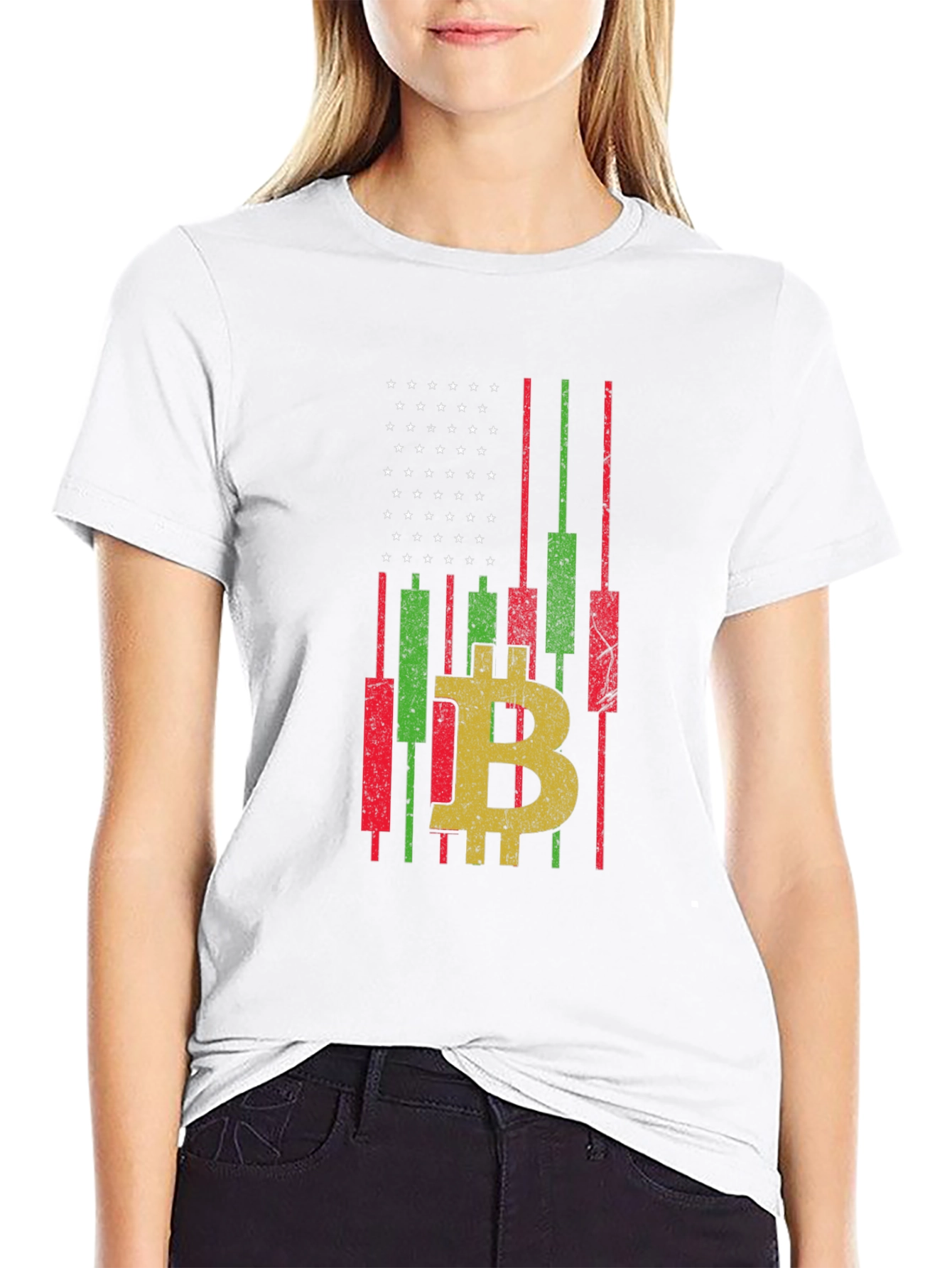 Bitcoin American Flag Graphic T-Shirt