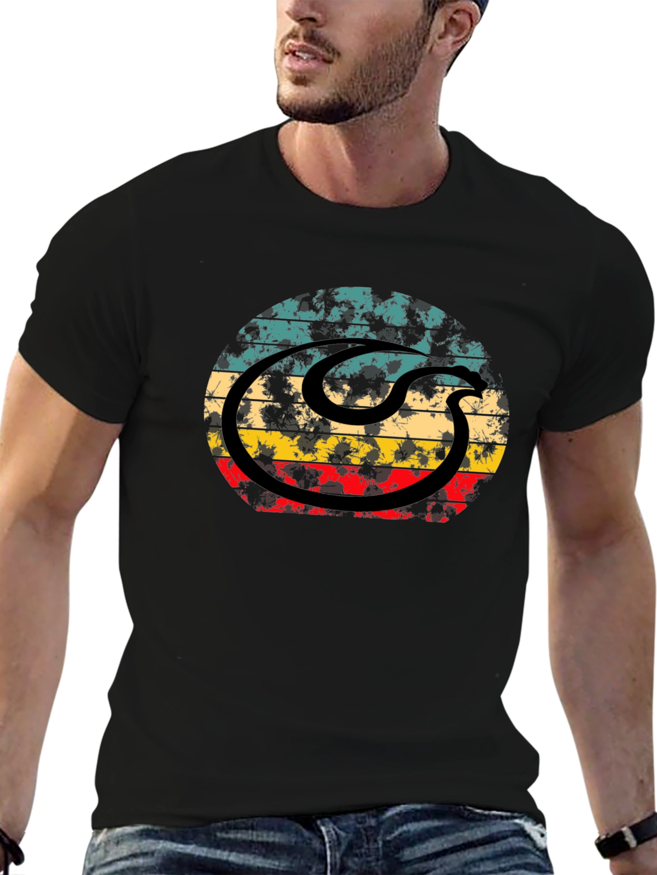 Retro Snake Graphic Tee - Distressed Style
