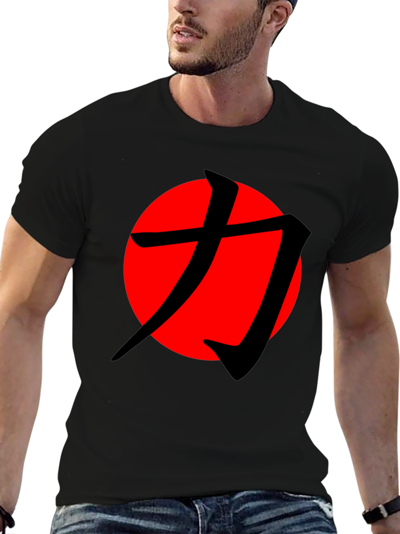 Red Sun Kanji Graphic Tee - Black