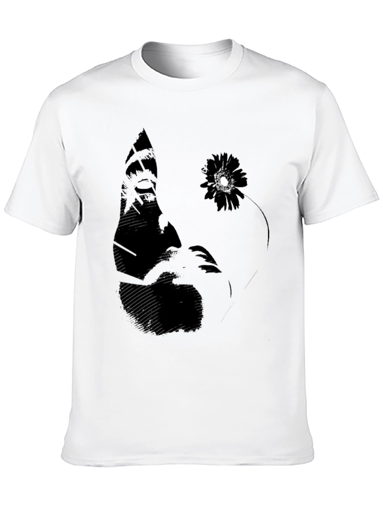 Abstract Flower Graphic Tee - Black Cotton Blend