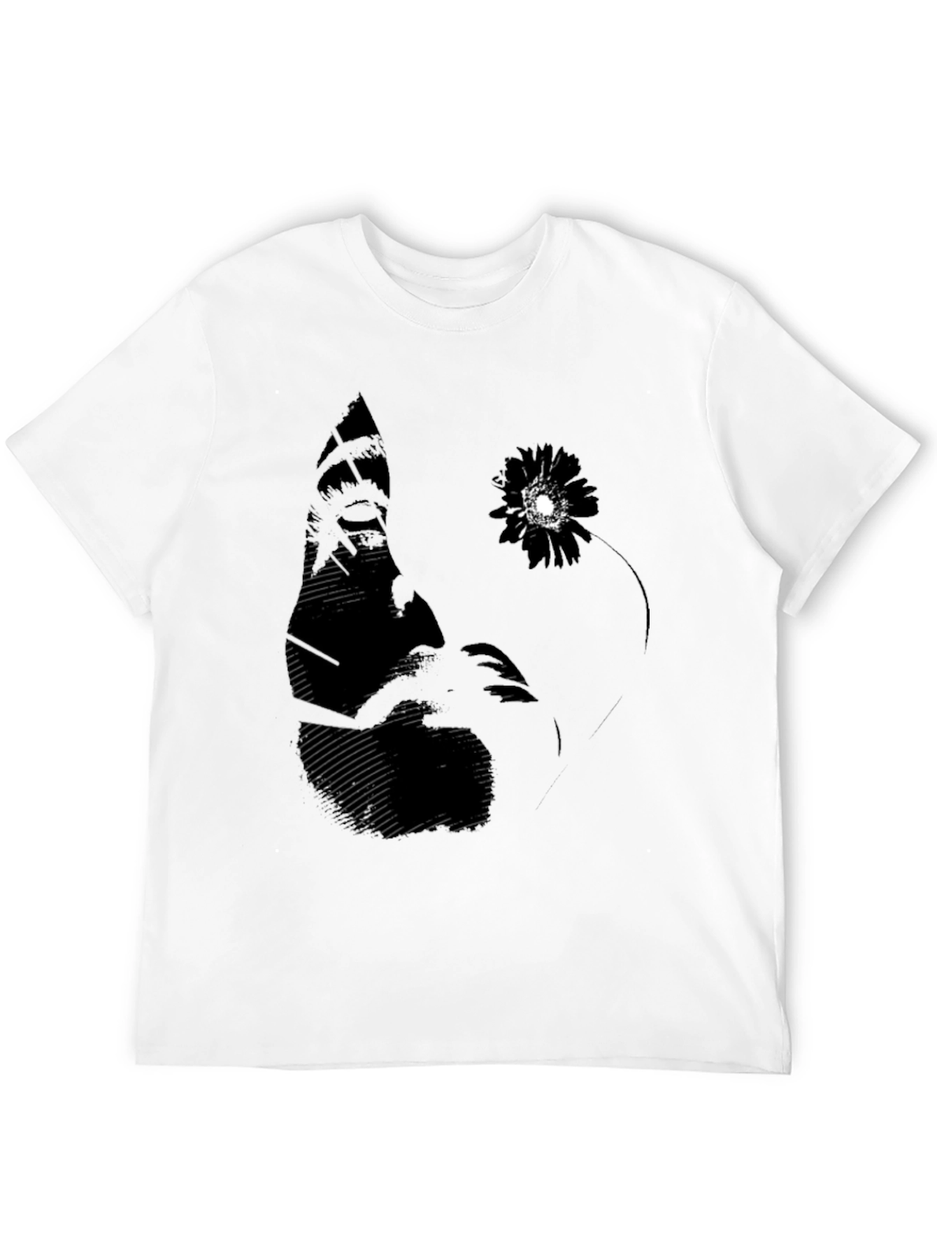 Abstract Flower Graphic Tee - Black Cotton Blend