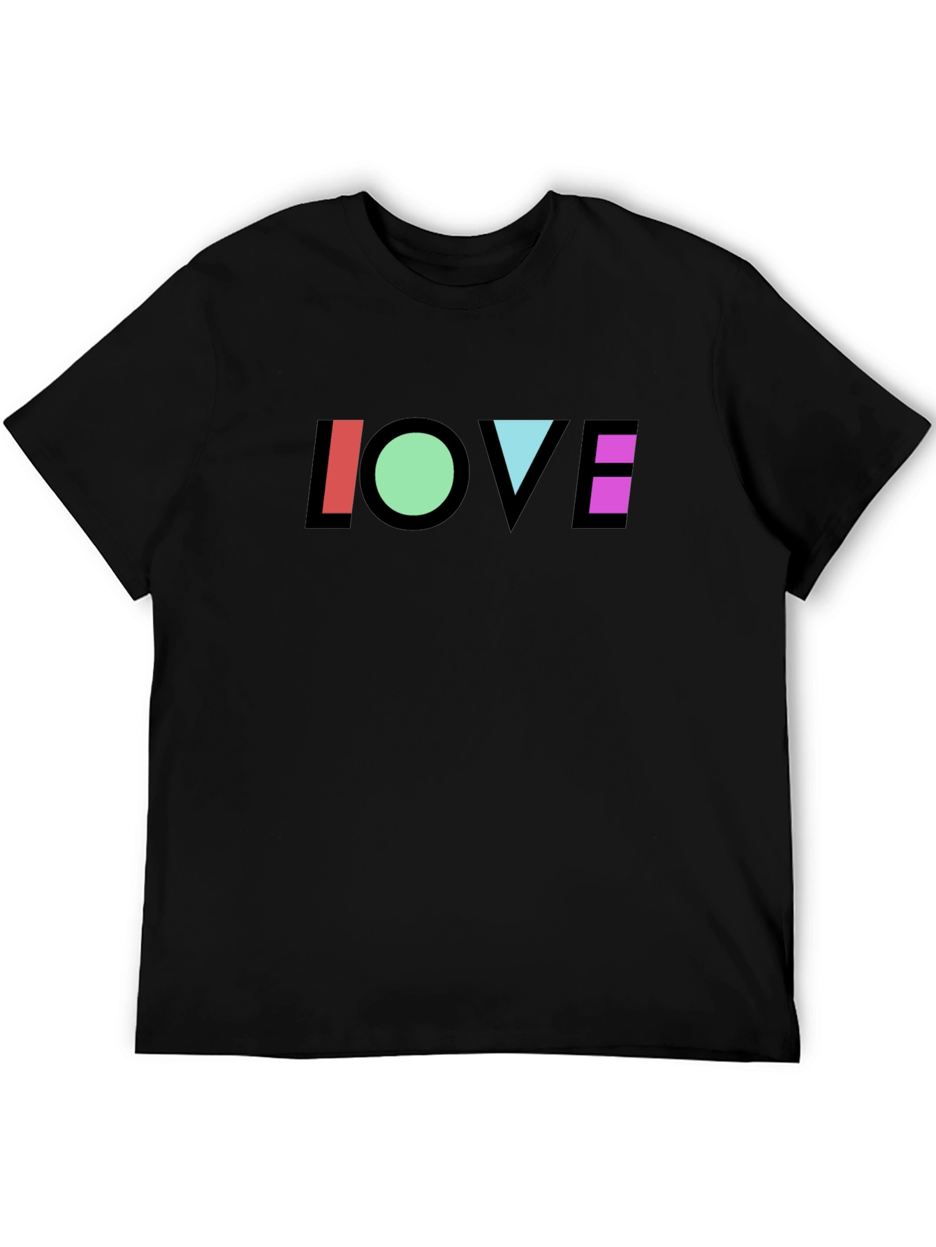Geometric LOVE Graphic Black T-Shirt