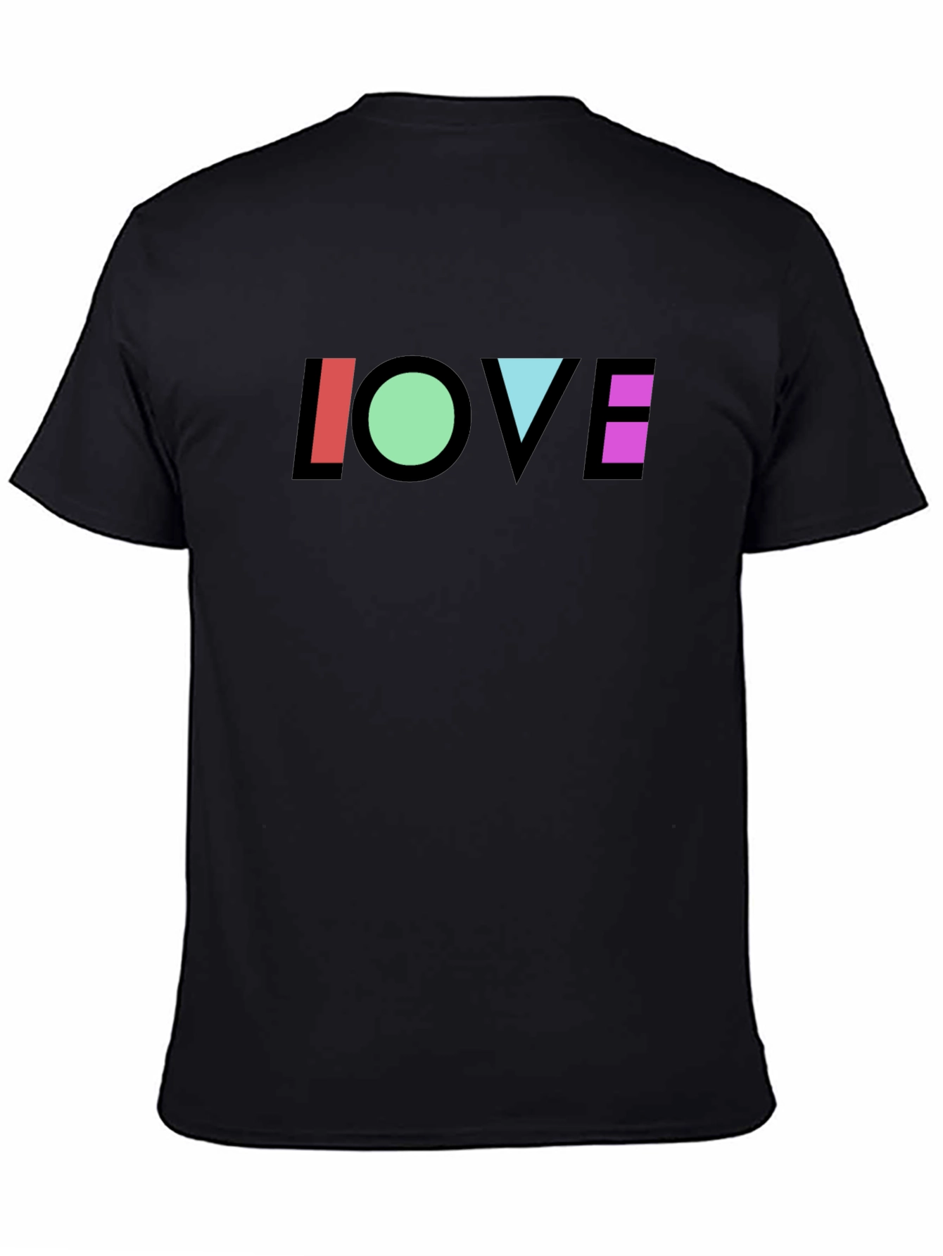 Geometric LOVE Graphic Black T-Shirt