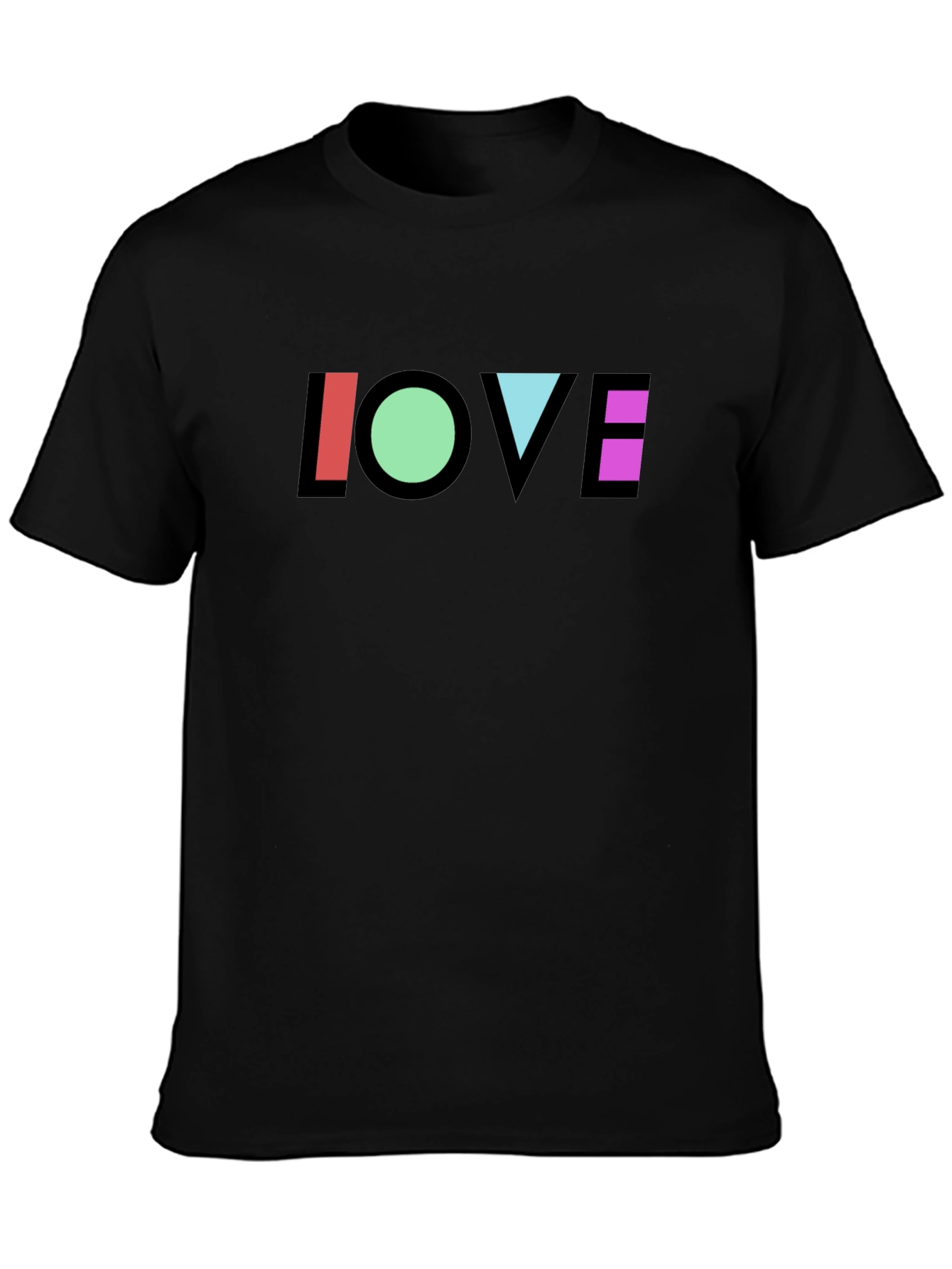 Geometric LOVE Graphic Black T-Shirt