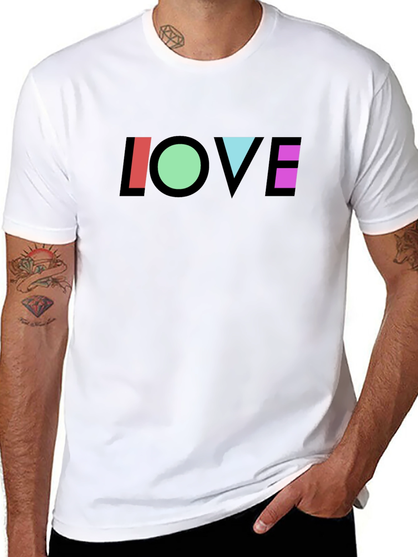 Geometric LOVE Graphic Black T-Shirt