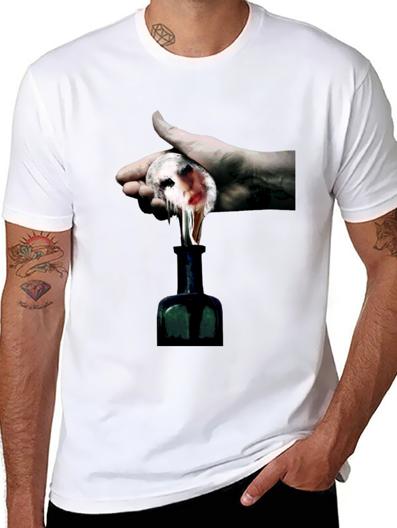 Melting Face Graphic Black T-Shirt