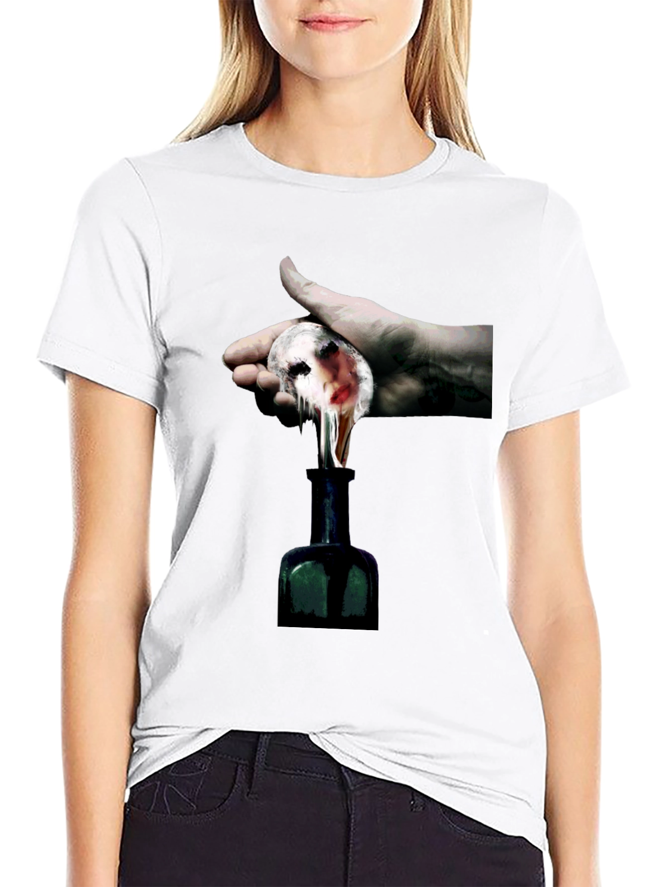 Melting Face Graphic Black T-Shirt
