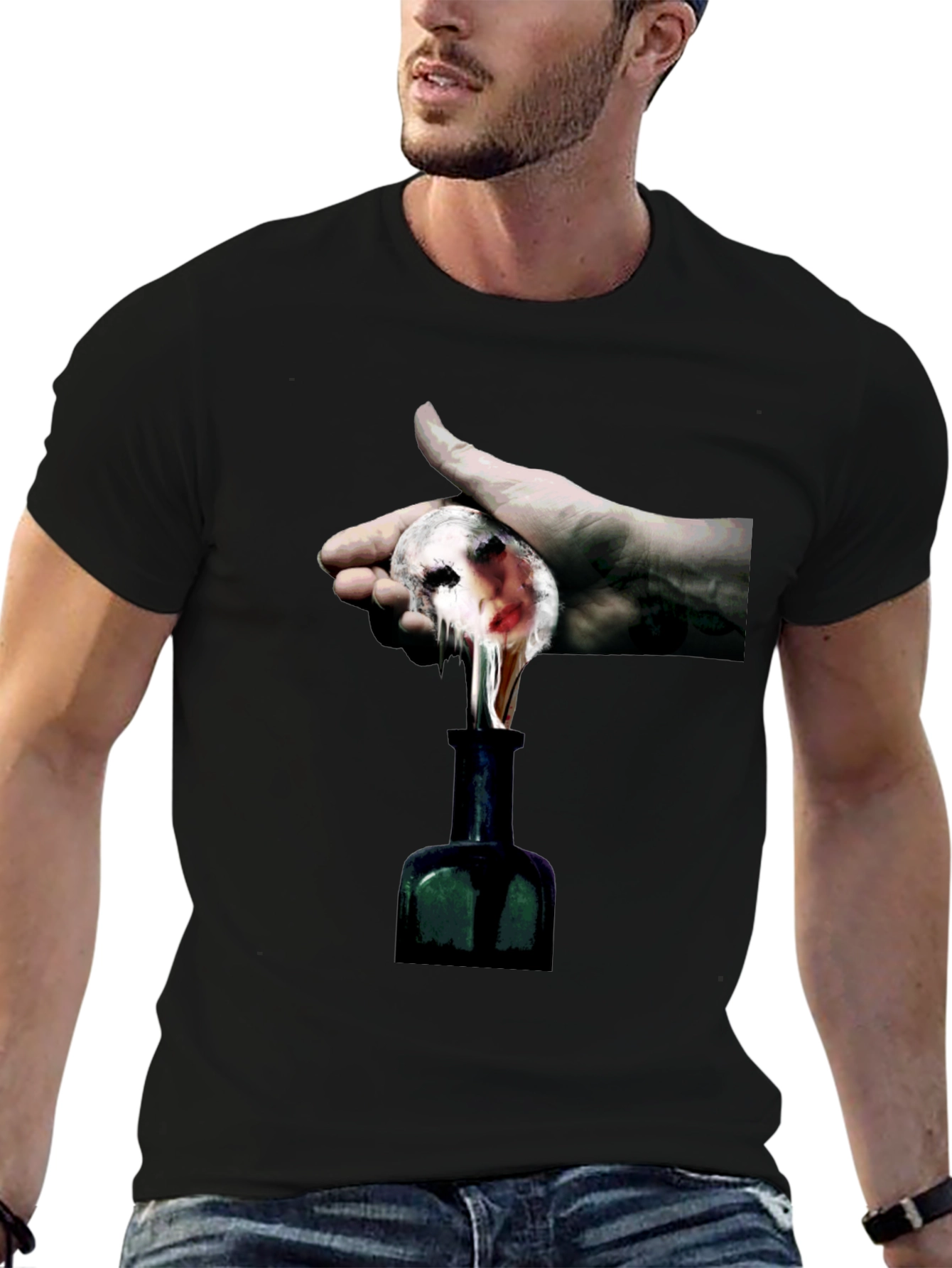 Melting Face Graphic Black T-Shirt