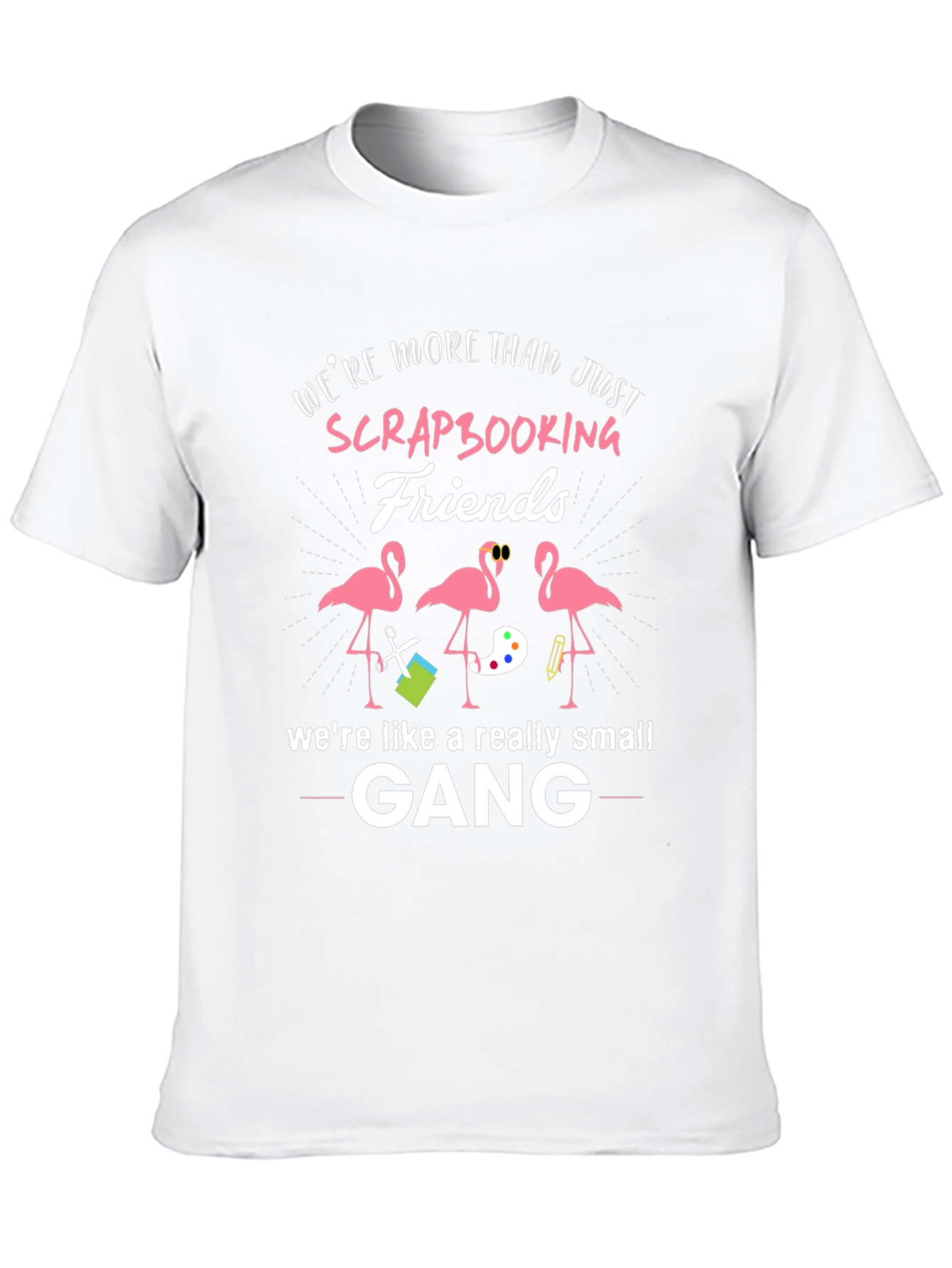 Scrapbooking Friends Graphic T-Shirt - Cute Flamingo Design