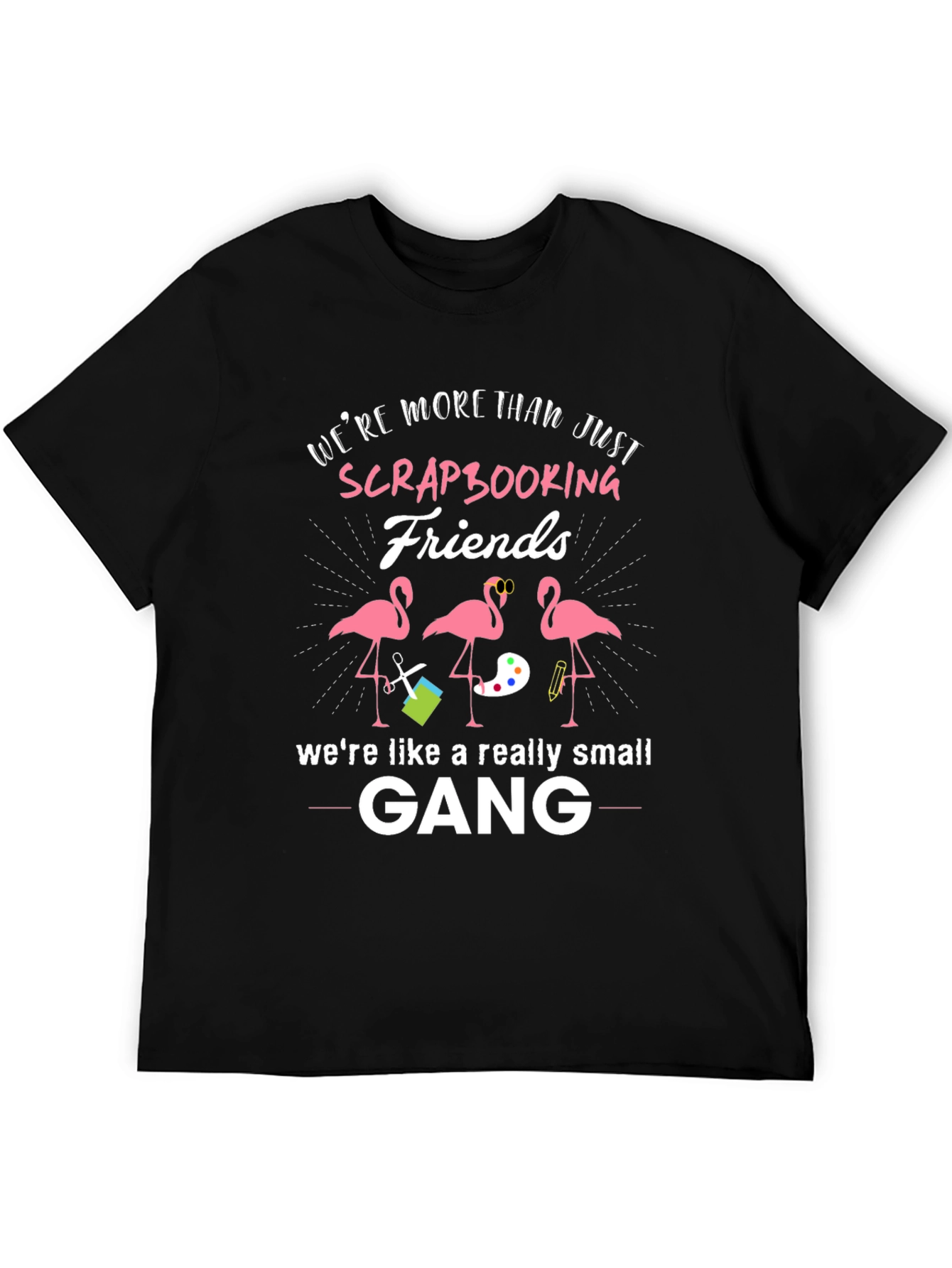 Scrapbooking Friends Graphic T-Shirt - Cute Flamingo Design