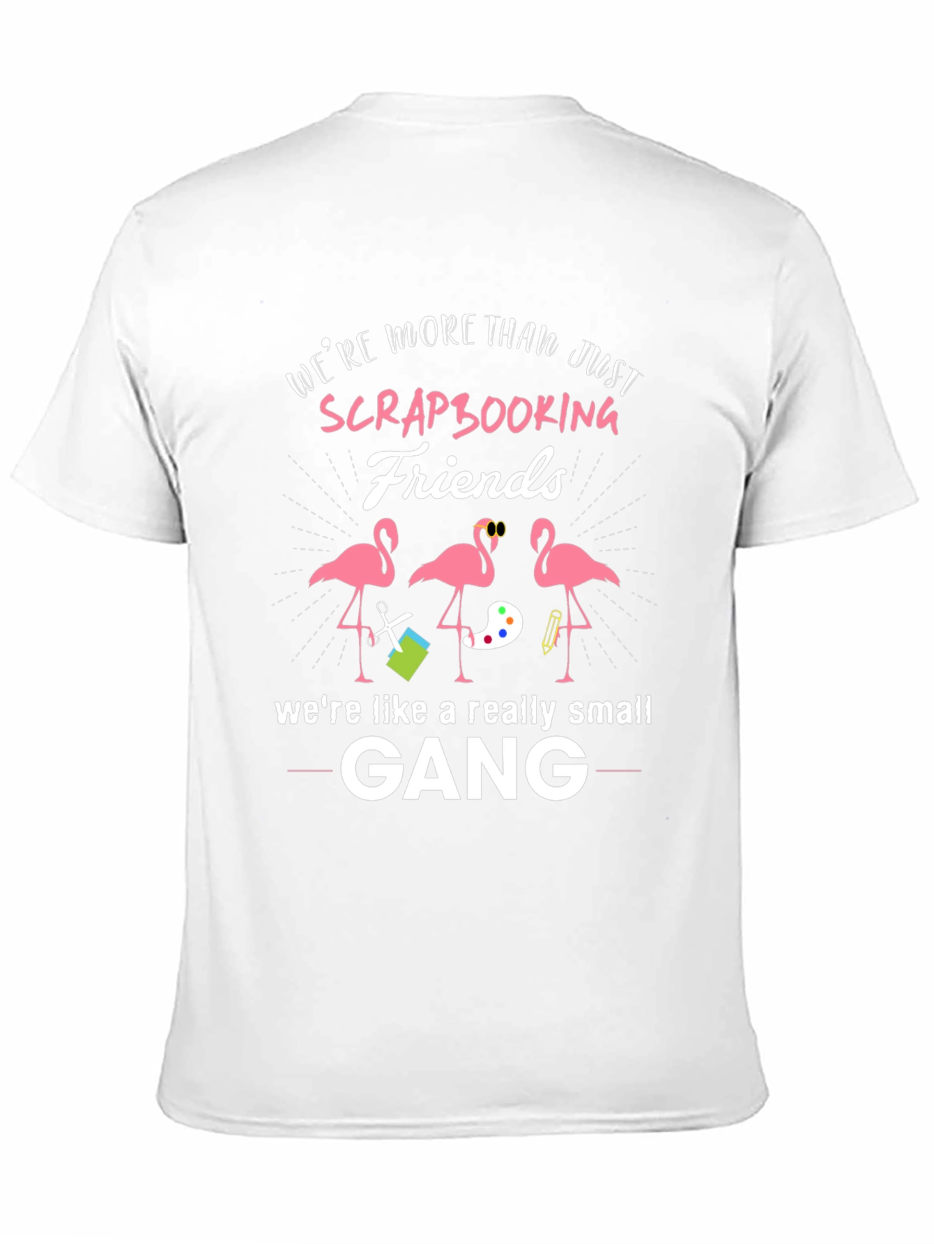 Scrapbooking Friends Graphic T-Shirt - Cute Flamingo Design