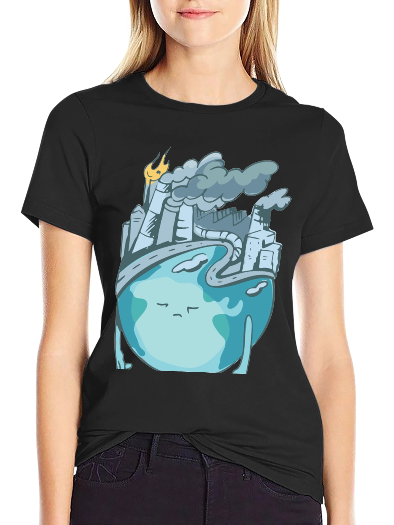 Sad Earth Pollution T-Shirt - Global Warming Tee