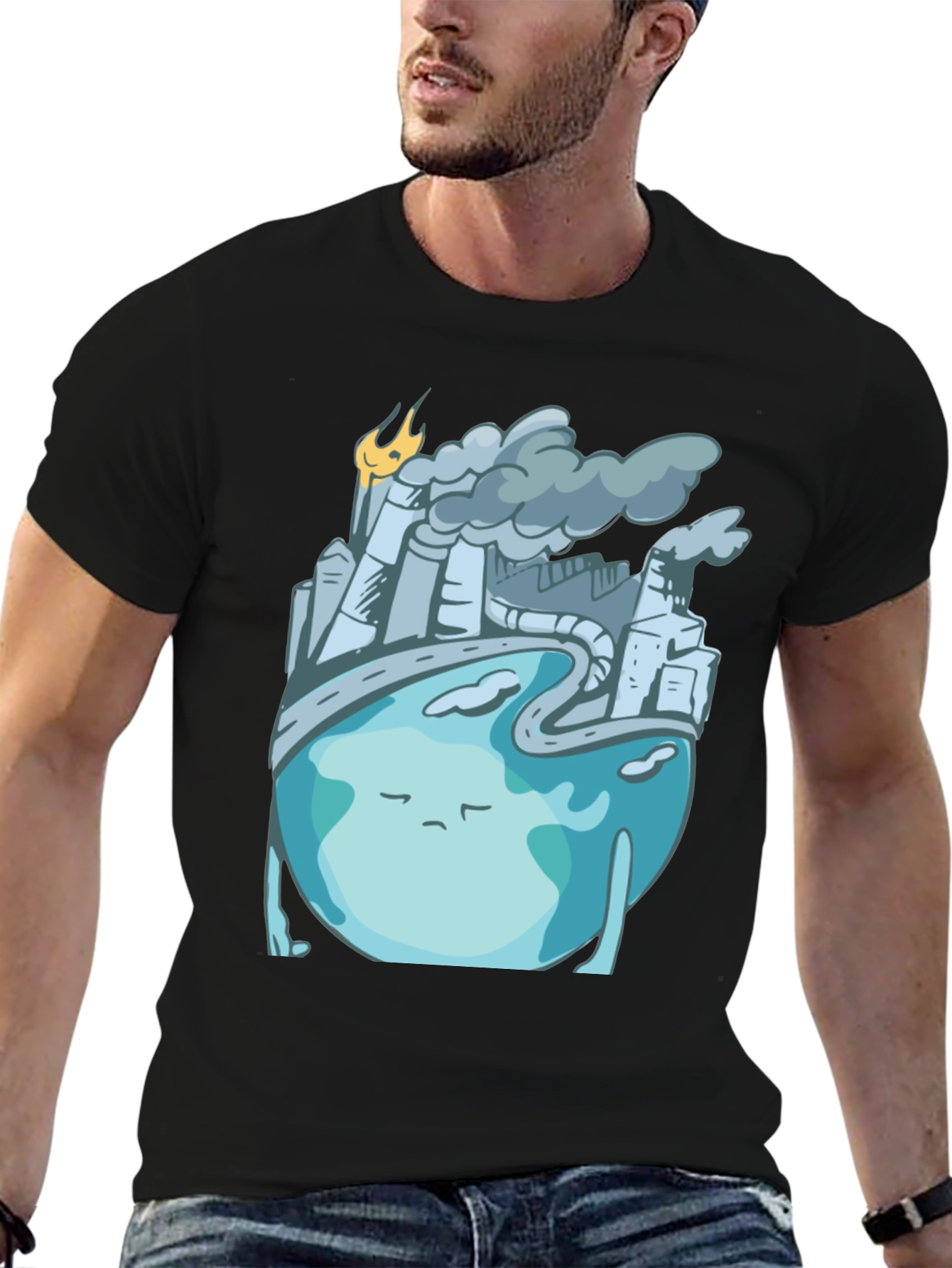 Sad Earth Pollution T-Shirt - Global Warming Tee