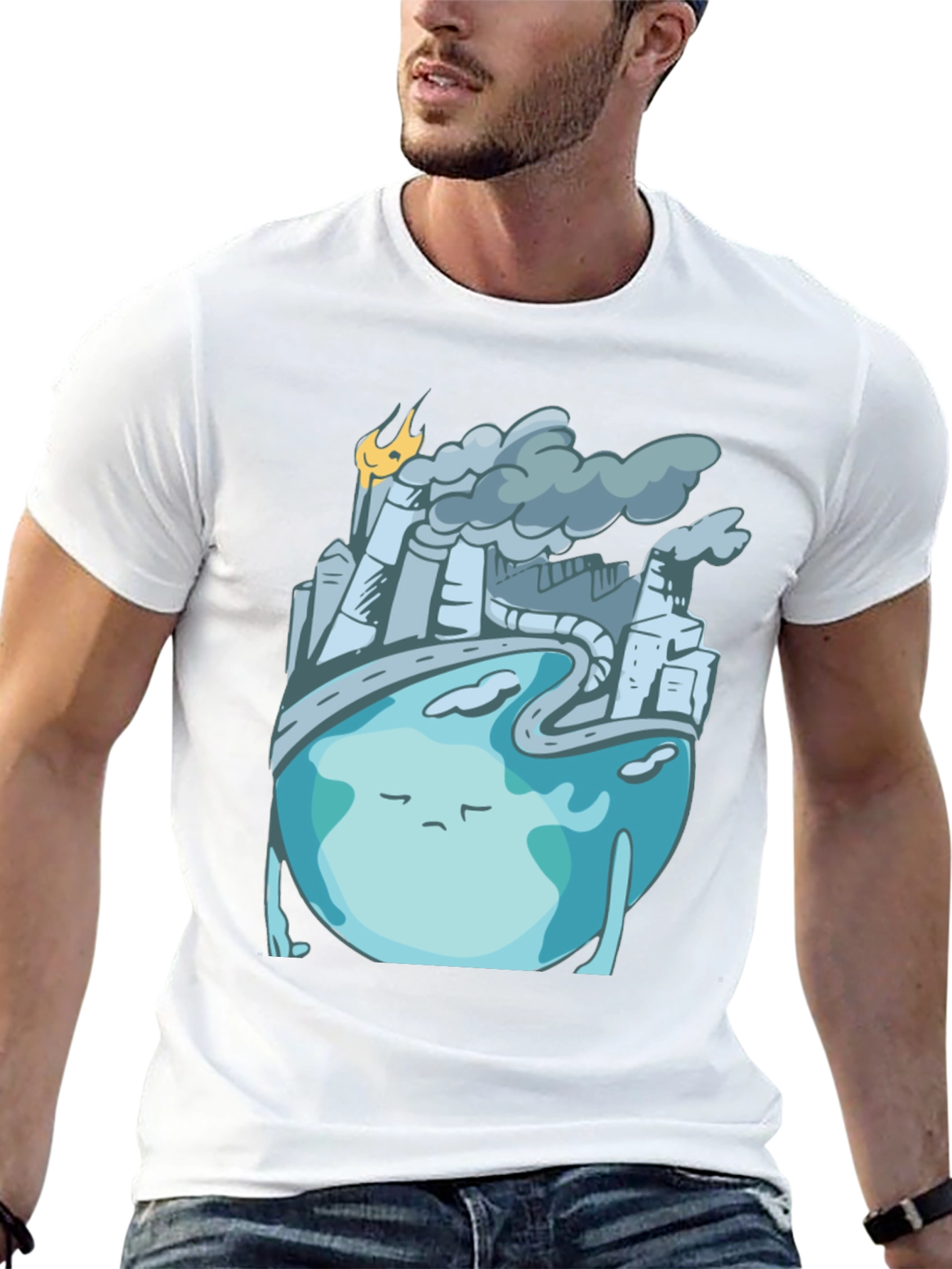 Sad Earth Pollution T-Shirt - Global Warming Tee