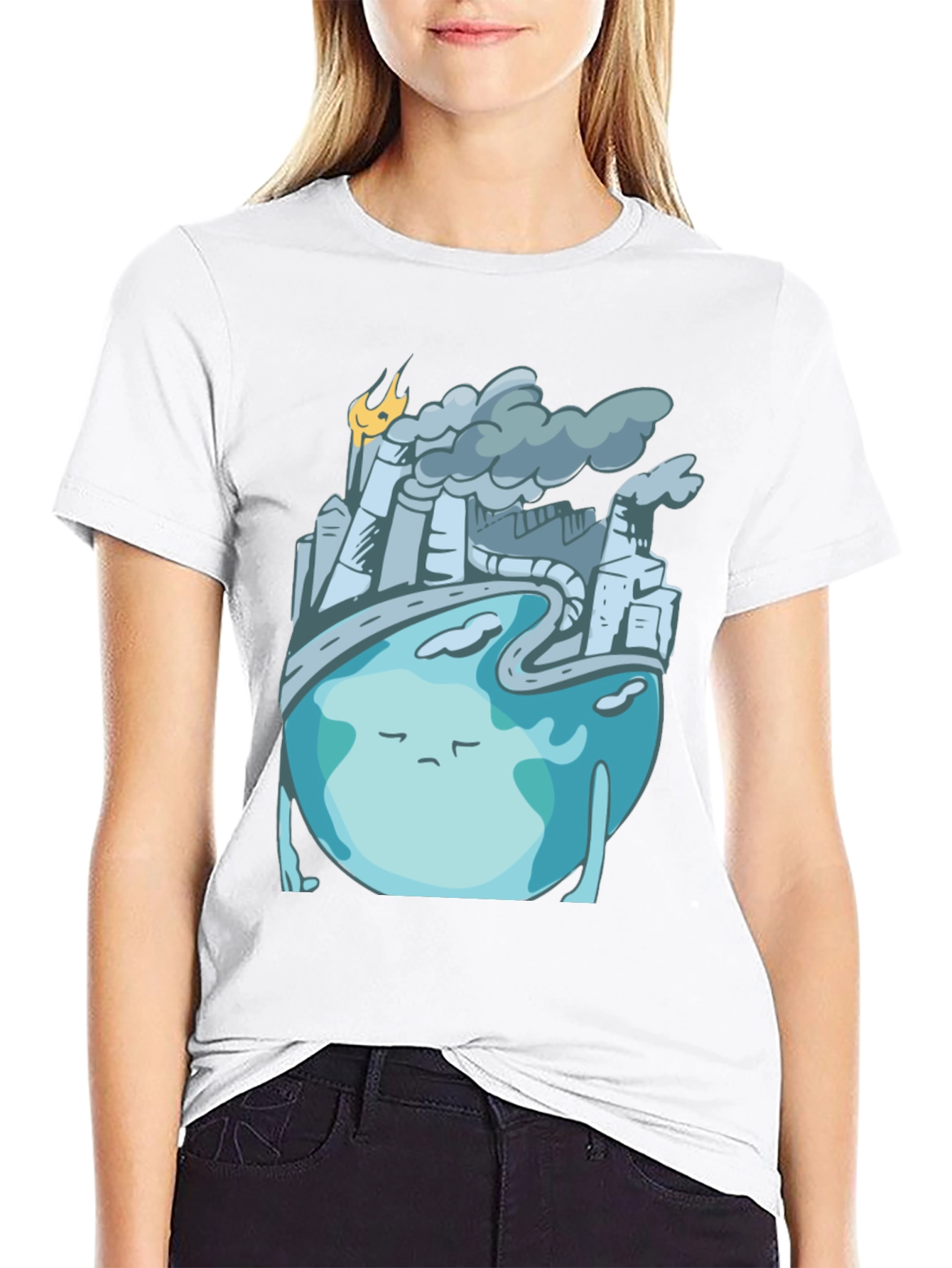 Sad Earth Pollution T-Shirt - Global Warming Tee