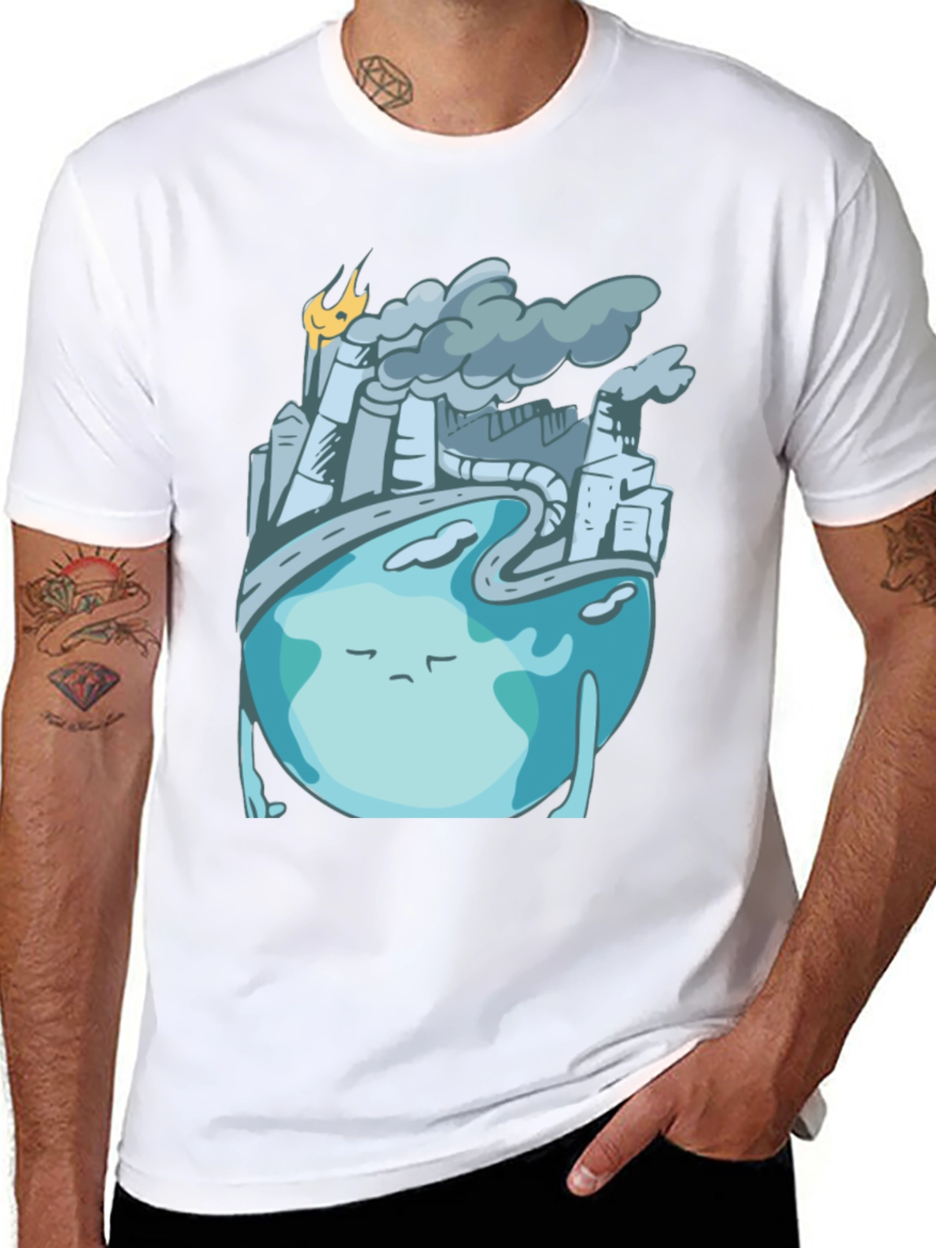 Sad Earth Pollution T-Shirt - Global Warming Tee