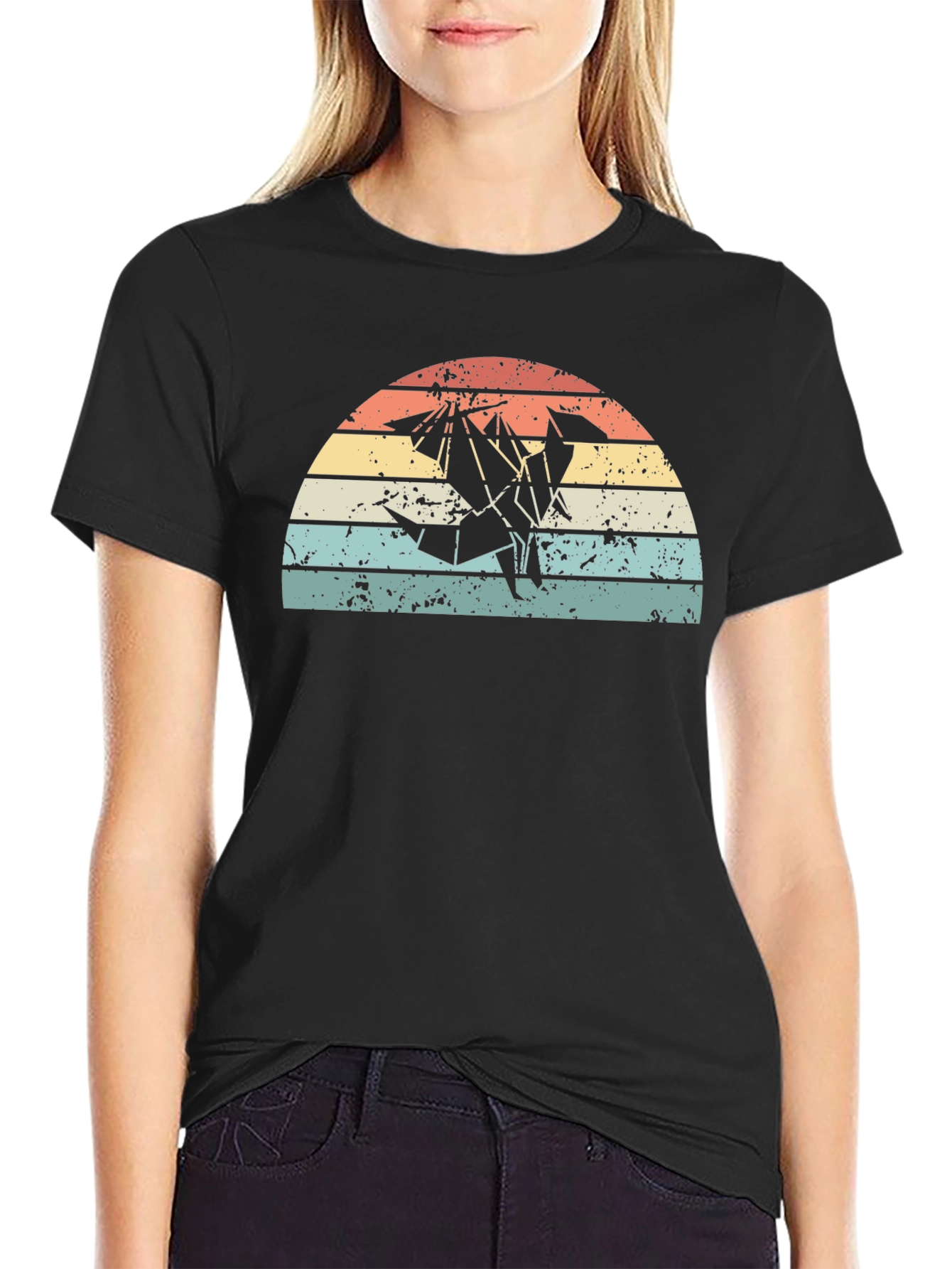 Retro Origami Dragon Graphic T-Shirt