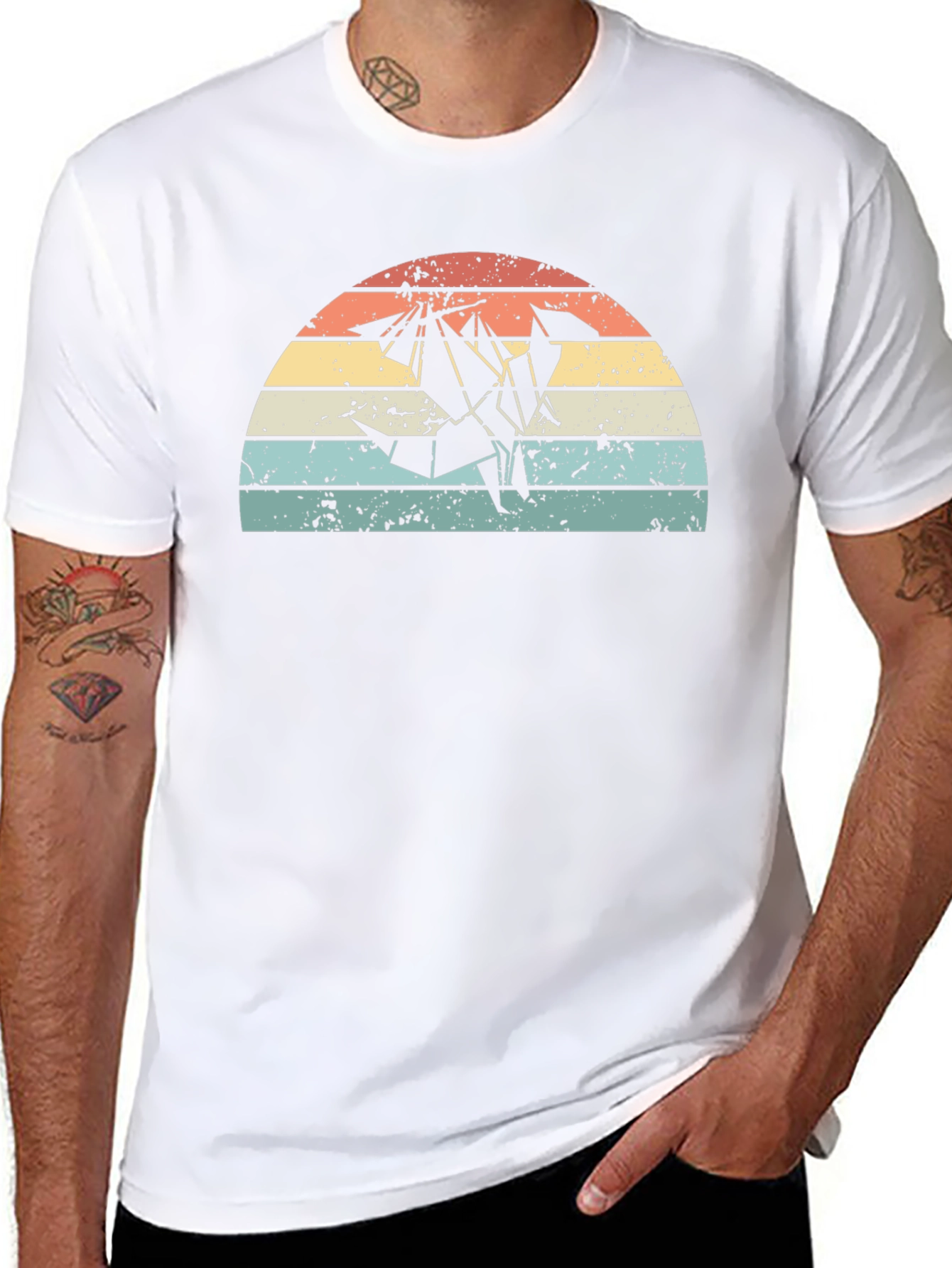 Retro Origami Dragon Graphic T-Shirt