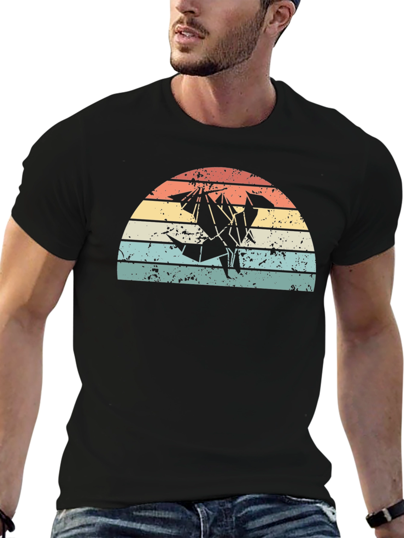 Retro Origami Dragon Graphic T-Shirt