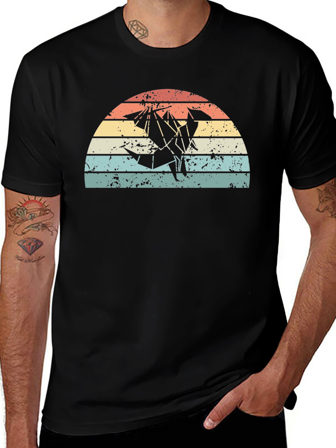 Retro Origami Dragon Graphic T-Shirt