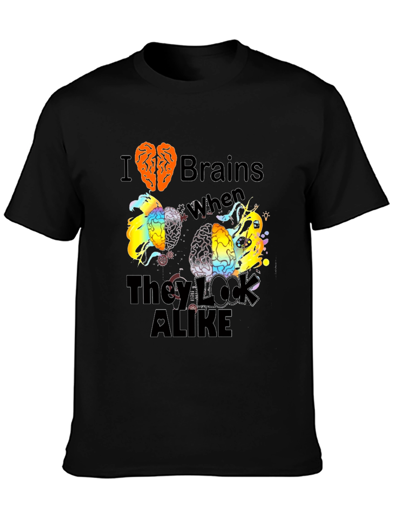 I Love Brains Black T-Shirt