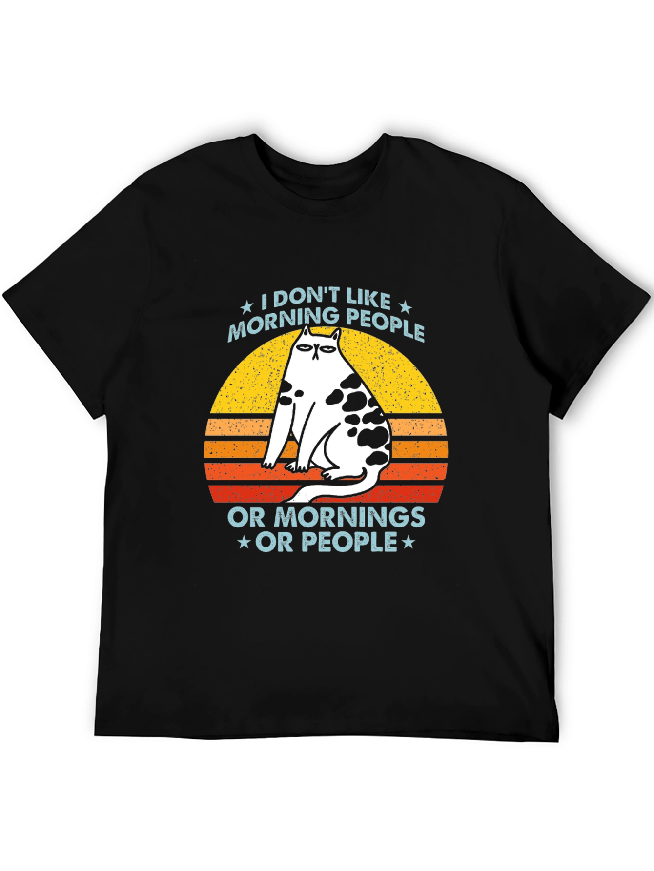 Funny Cat Morning People Graphic Tee