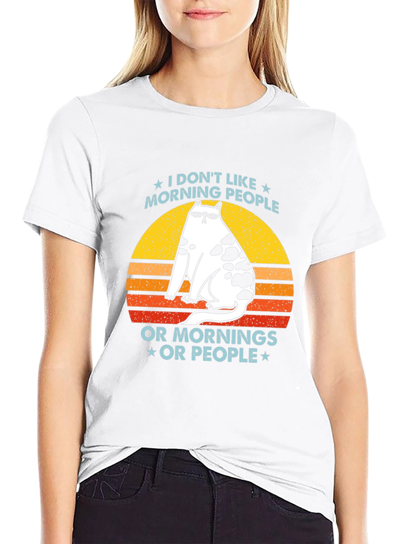 Funny Cat Morning People Graphic Tee