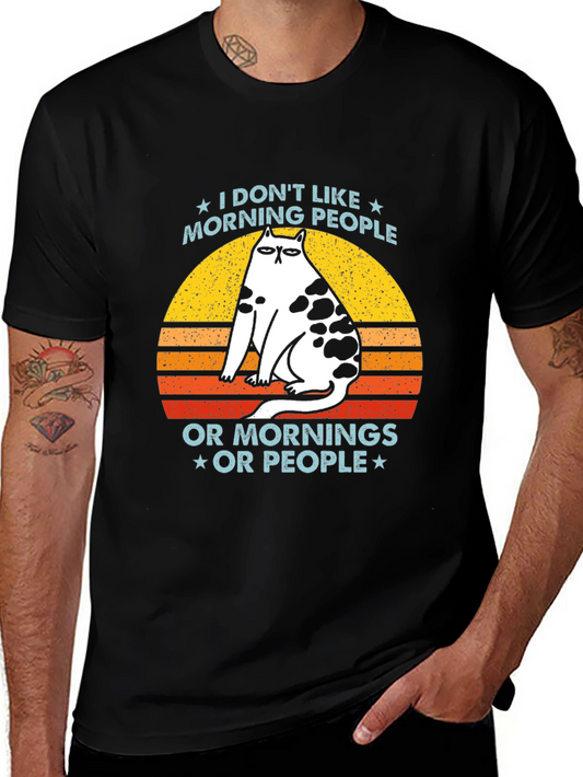 Funny Cat Morning People Graphic Tee