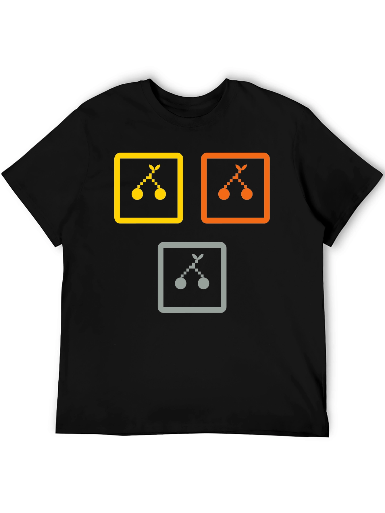 Trendy Graphic Tee: Cherry Icon Squares