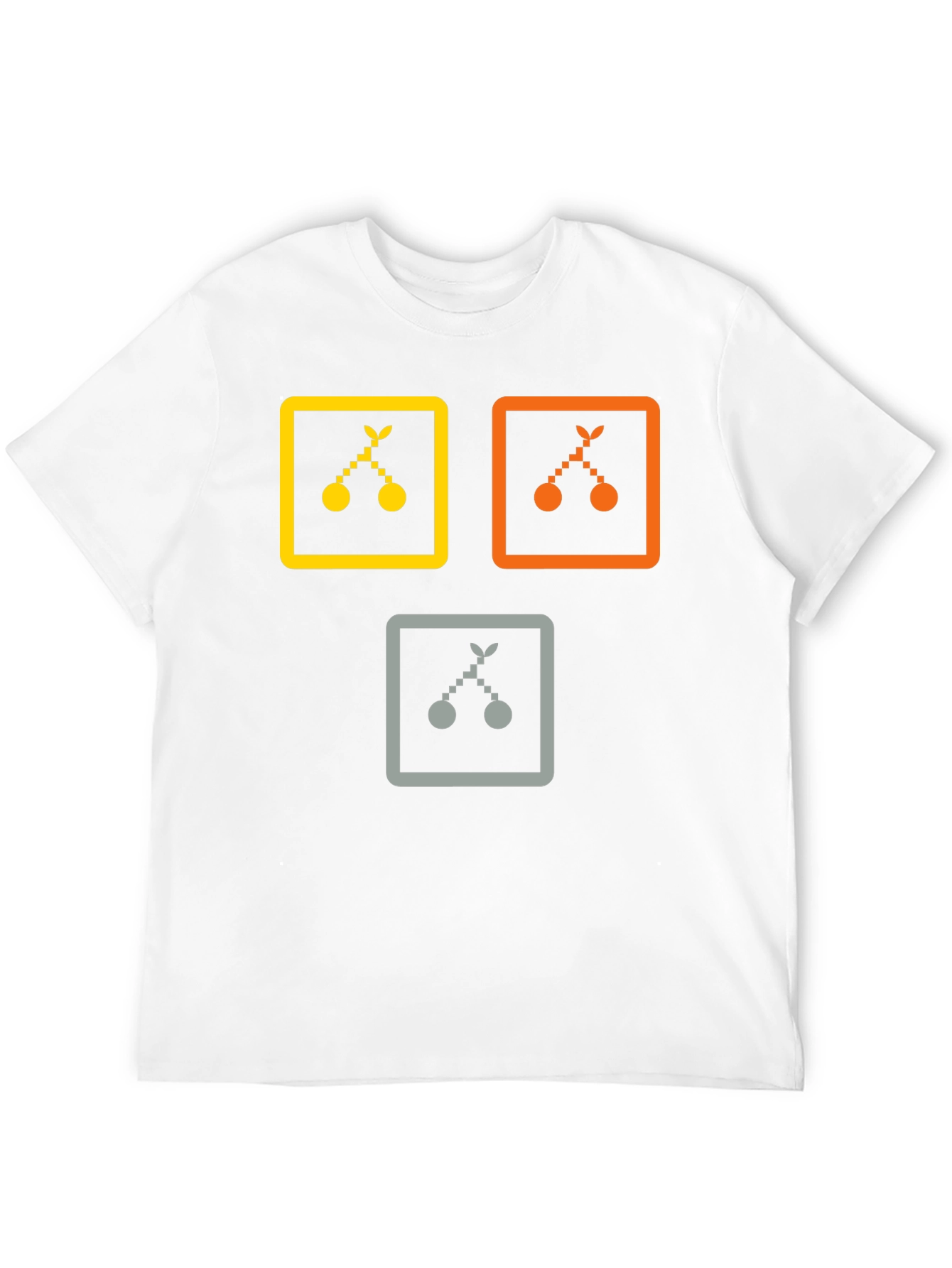 Trendy Graphic Tee: Cherry Icon Squares