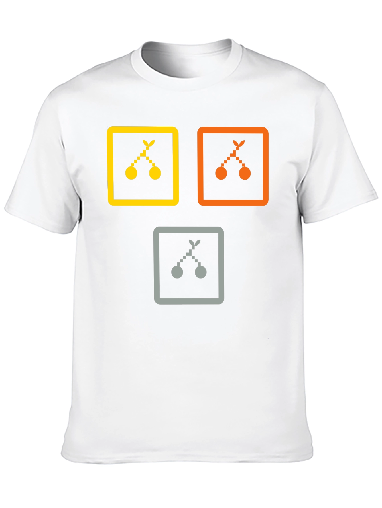 Trendy Graphic Tee: Cherry Icon Squares