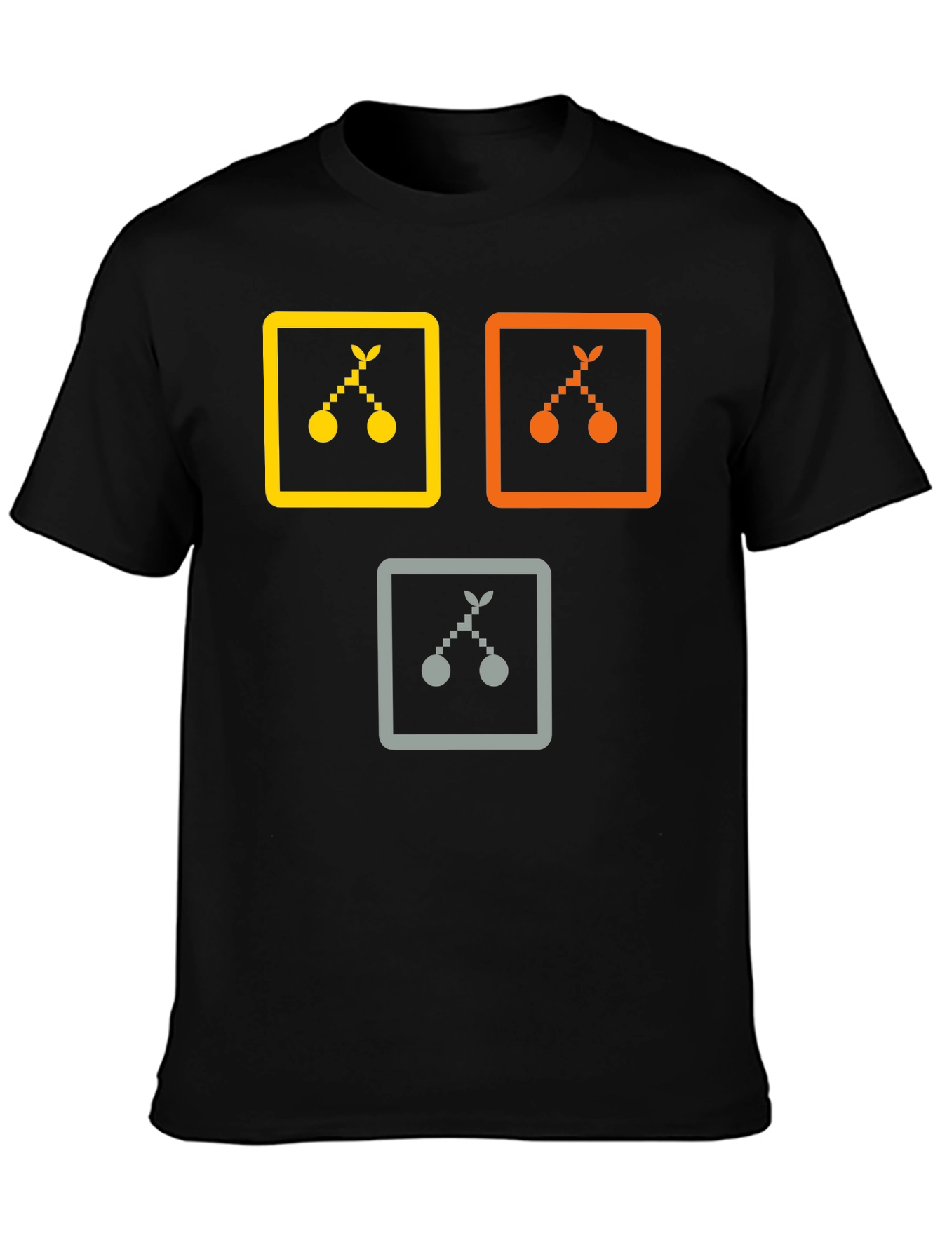 Trendy Graphic Tee: Cherry Icon Squares