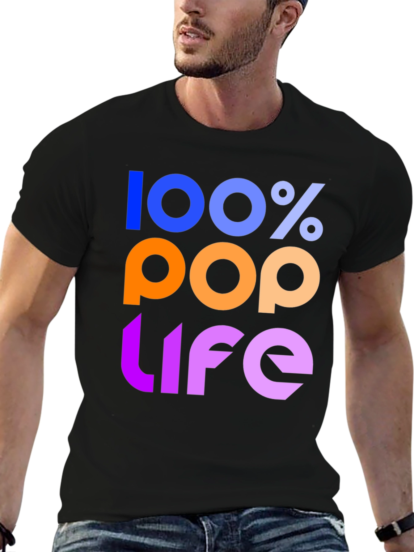 100% Pop Life Graphic Tee - Black Unisex T-Shirt