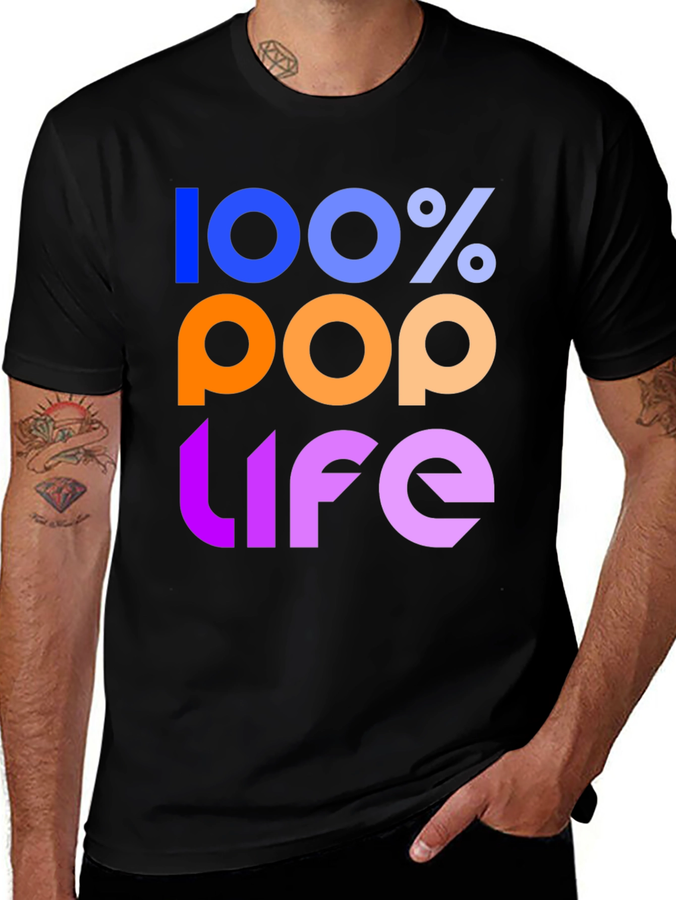 100% Pop Life Graphic Tee - Black Unisex T-Shirt
