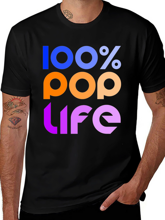 100% Pop Life Graphic Tee - Black Unisex T-Shirt