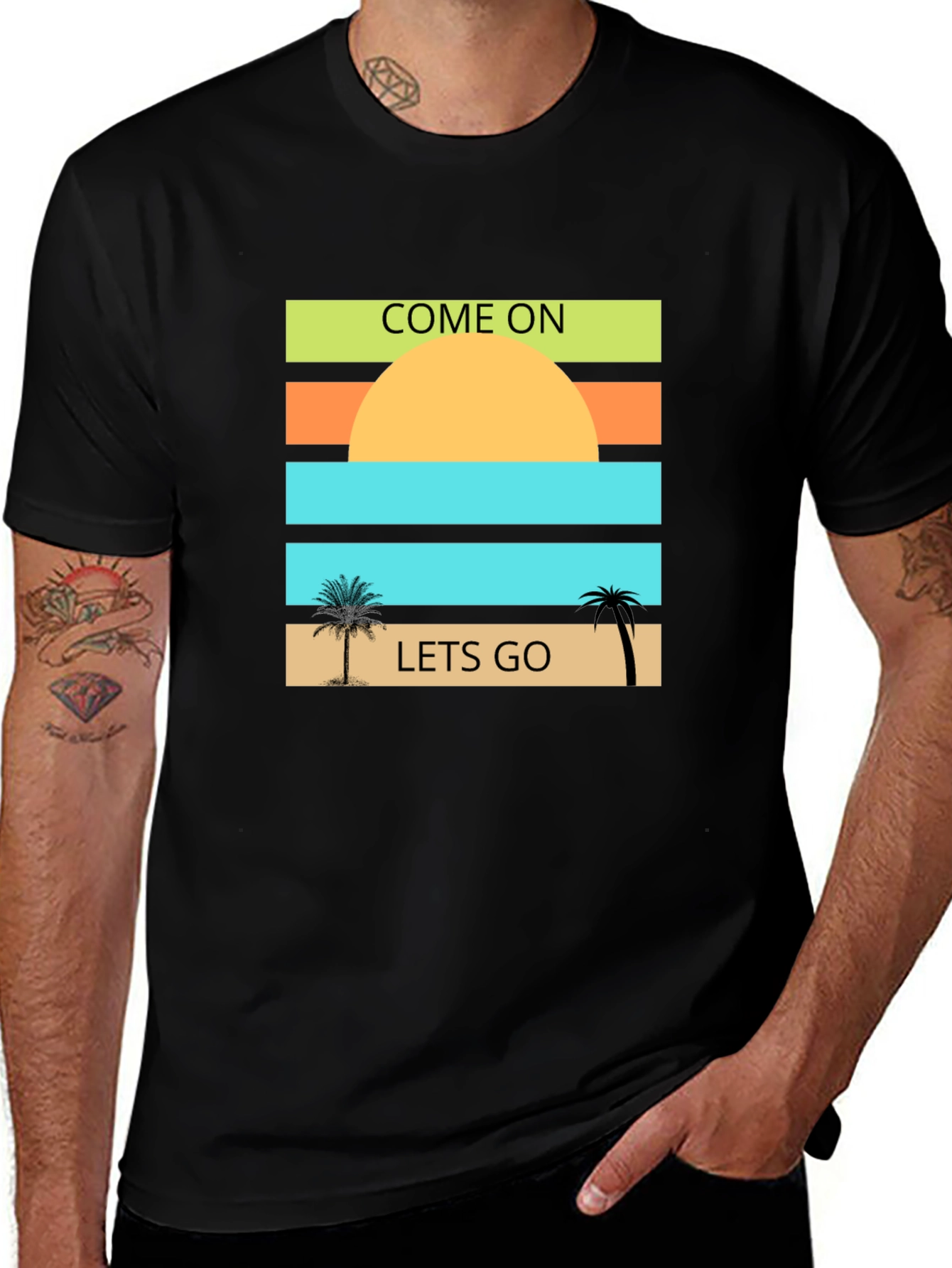 Come On Lets Go T-Shirt: Beach Sunset Design
