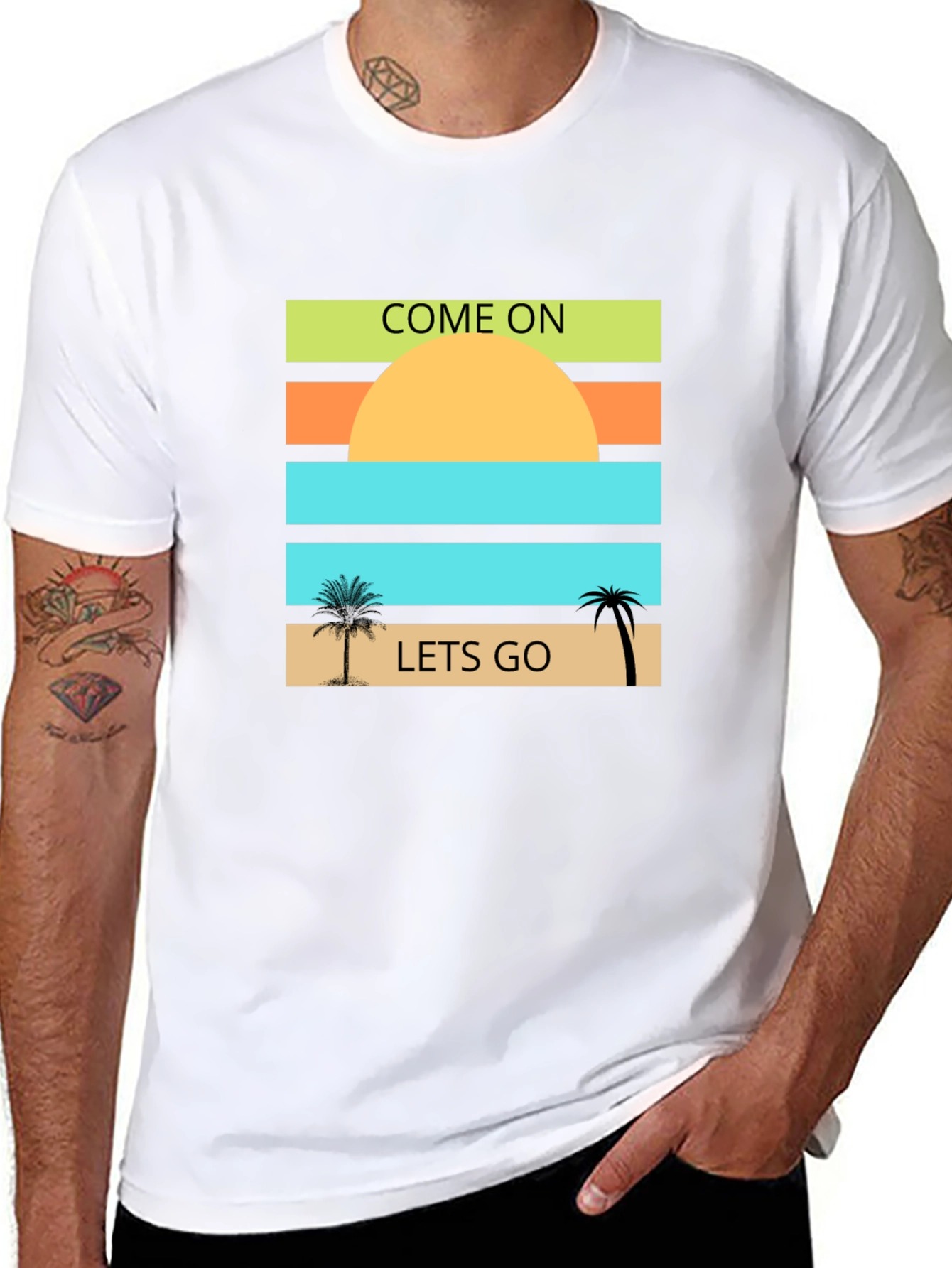 Come On Lets Go T-Shirt: Beach Sunset Design