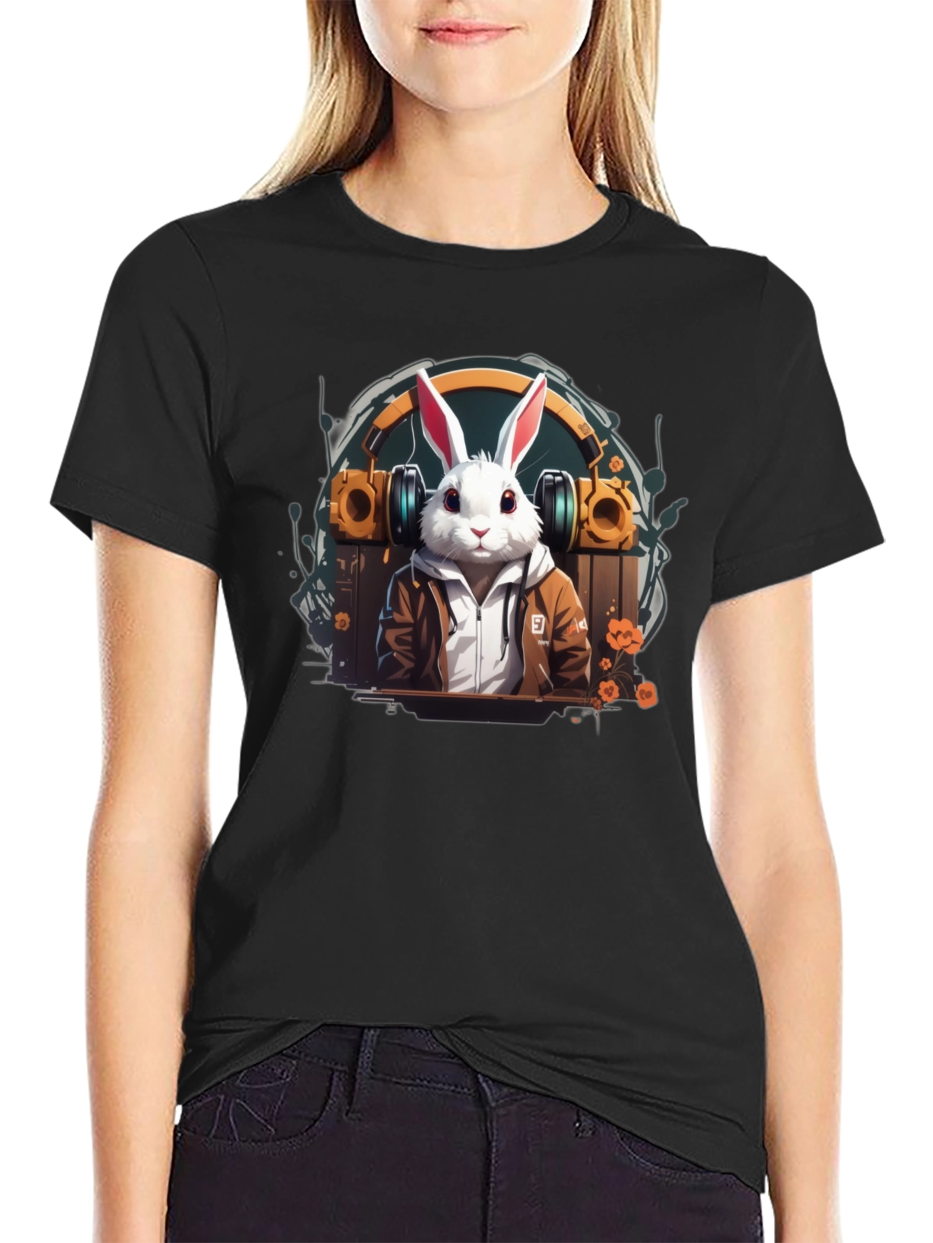 Rabbit DJ T-Shirt - Cool Bunny Graphic Tee