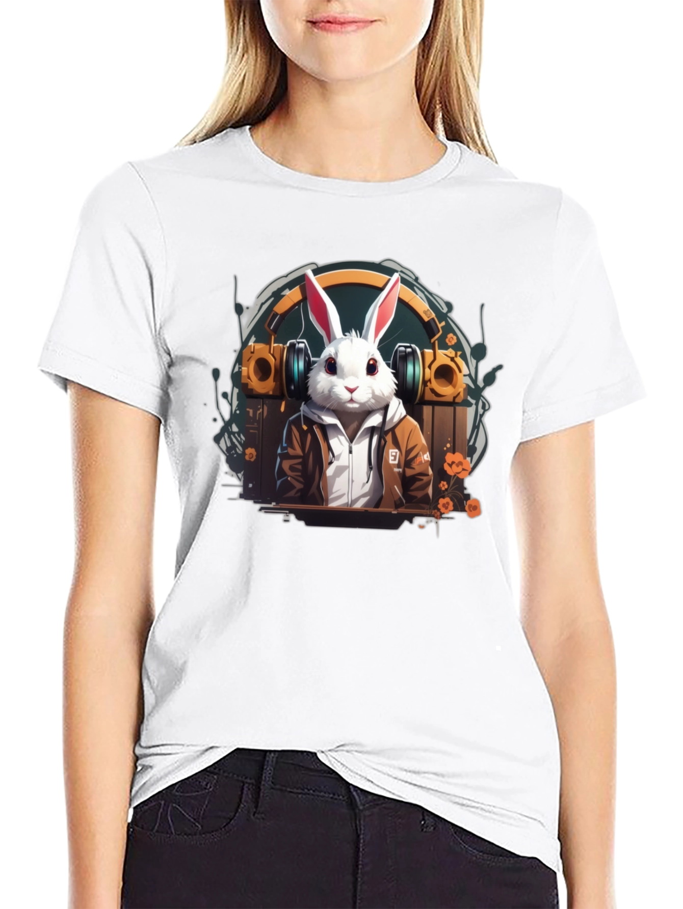 Rabbit DJ T-Shirt - Cool Bunny Graphic Tee