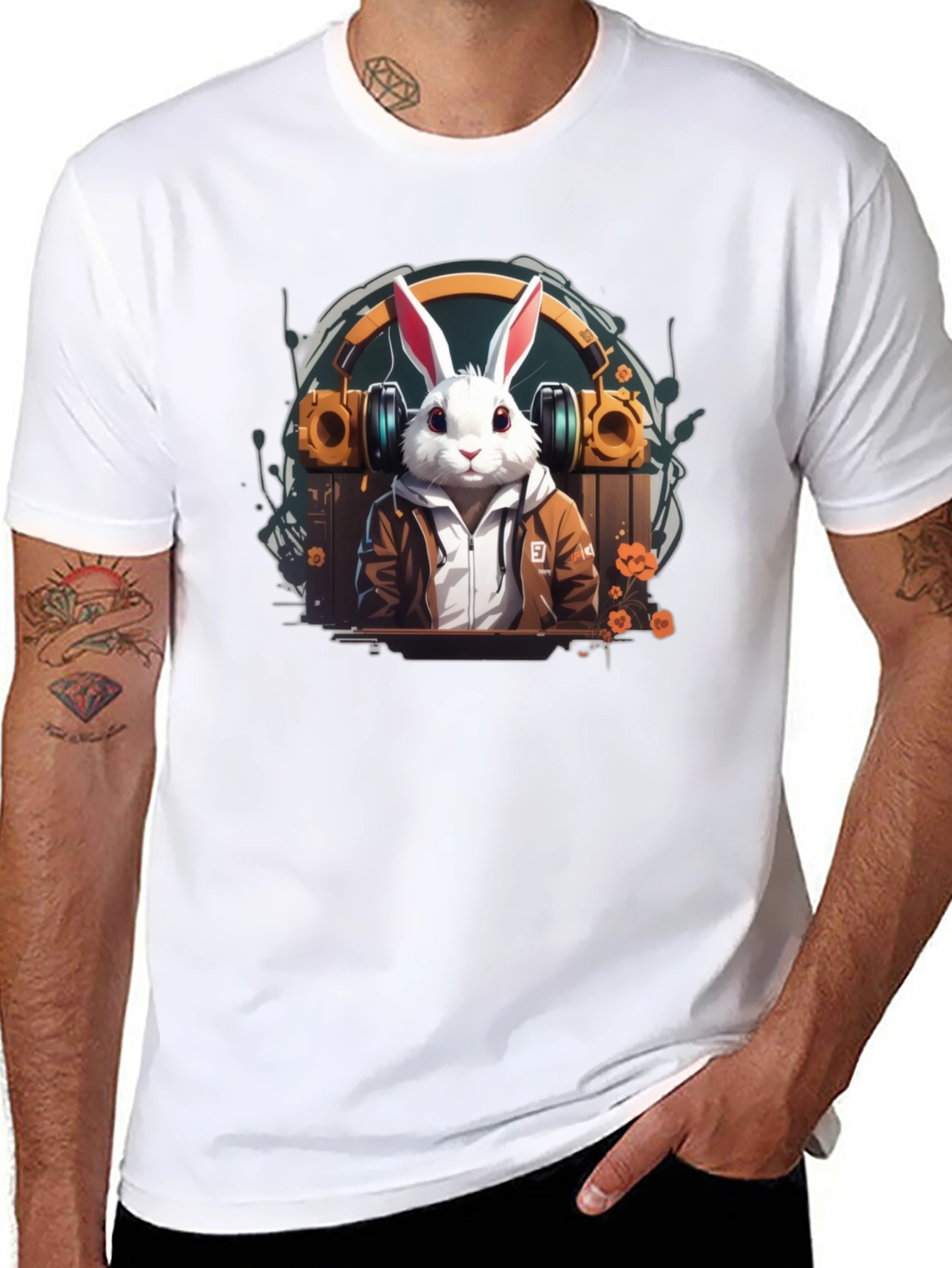 Rabbit DJ T-Shirt - Cool Bunny Graphic Tee