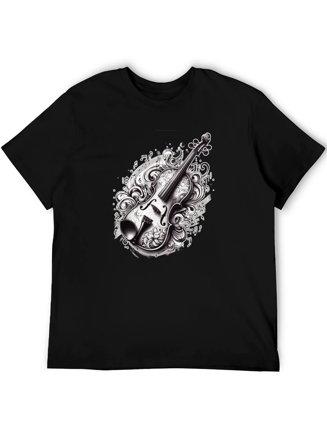 Violin Graphic Tee - Black Music Lover Shirt