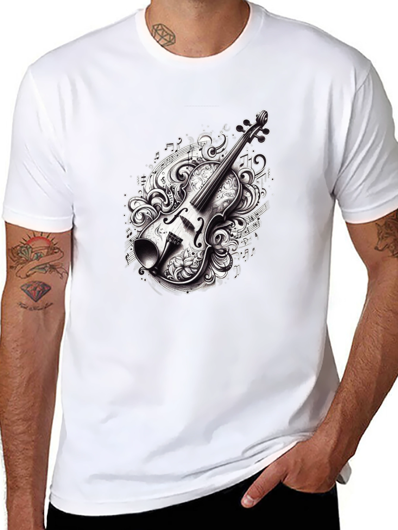 Violin Graphic Tee - Black Music Lover Shirt