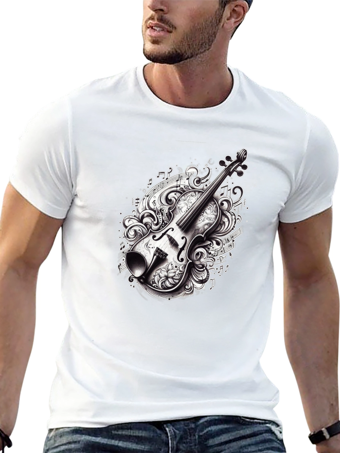 Violin Graphic Tee - Black Music Lover Shirt
