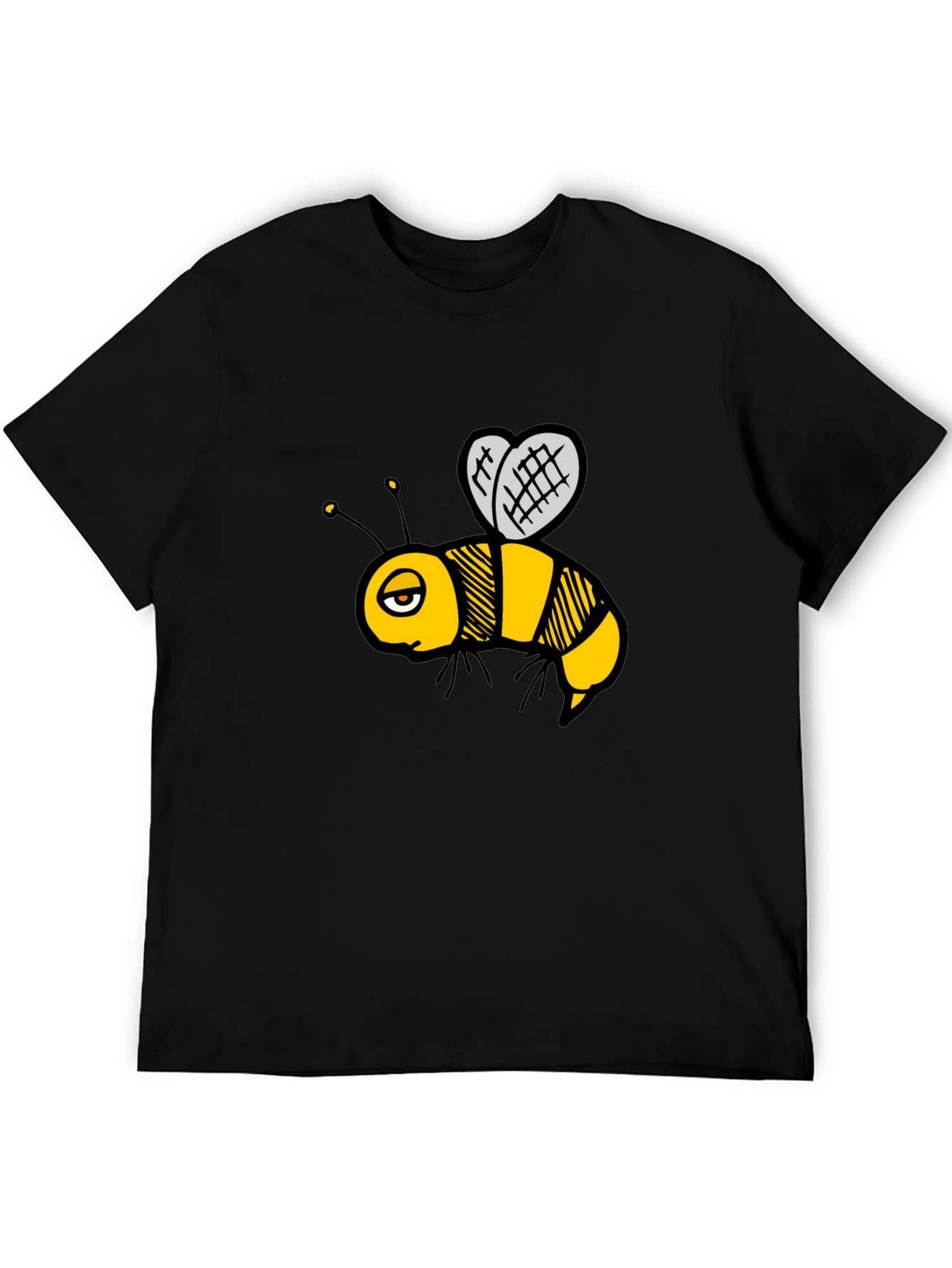 Cartoon Bee Graphic T-Shirt - Black