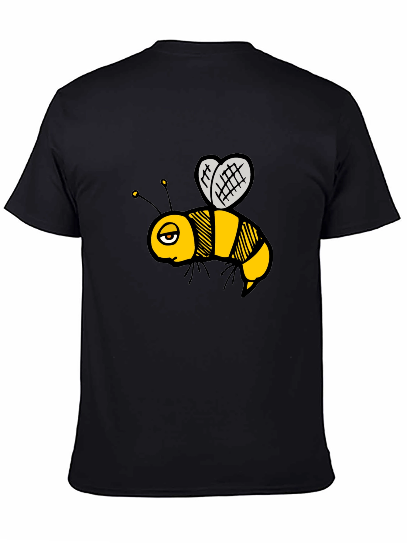 Cartoon Bee Graphic T-Shirt - Black
